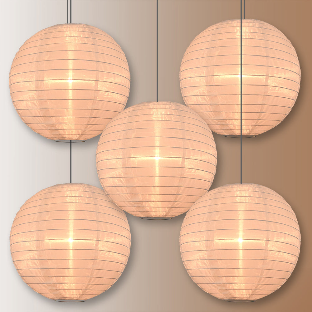 5-Pack Beige Shimmering Nylon Lanterns - 14