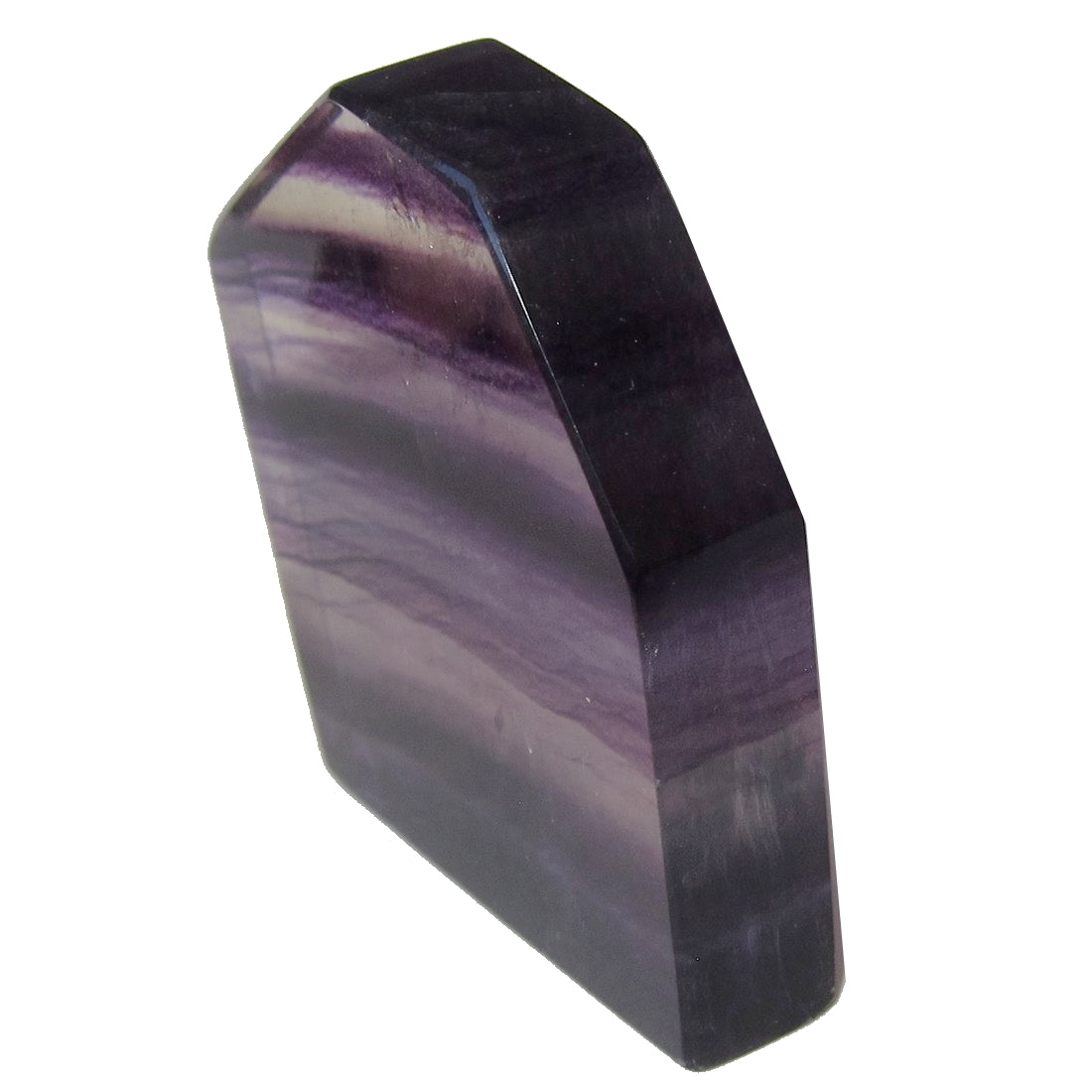 Natural Fluorite Purple Polished Stone - Striped House Shaped Healing Crystal for Home Decor, Meditation & Energy Work