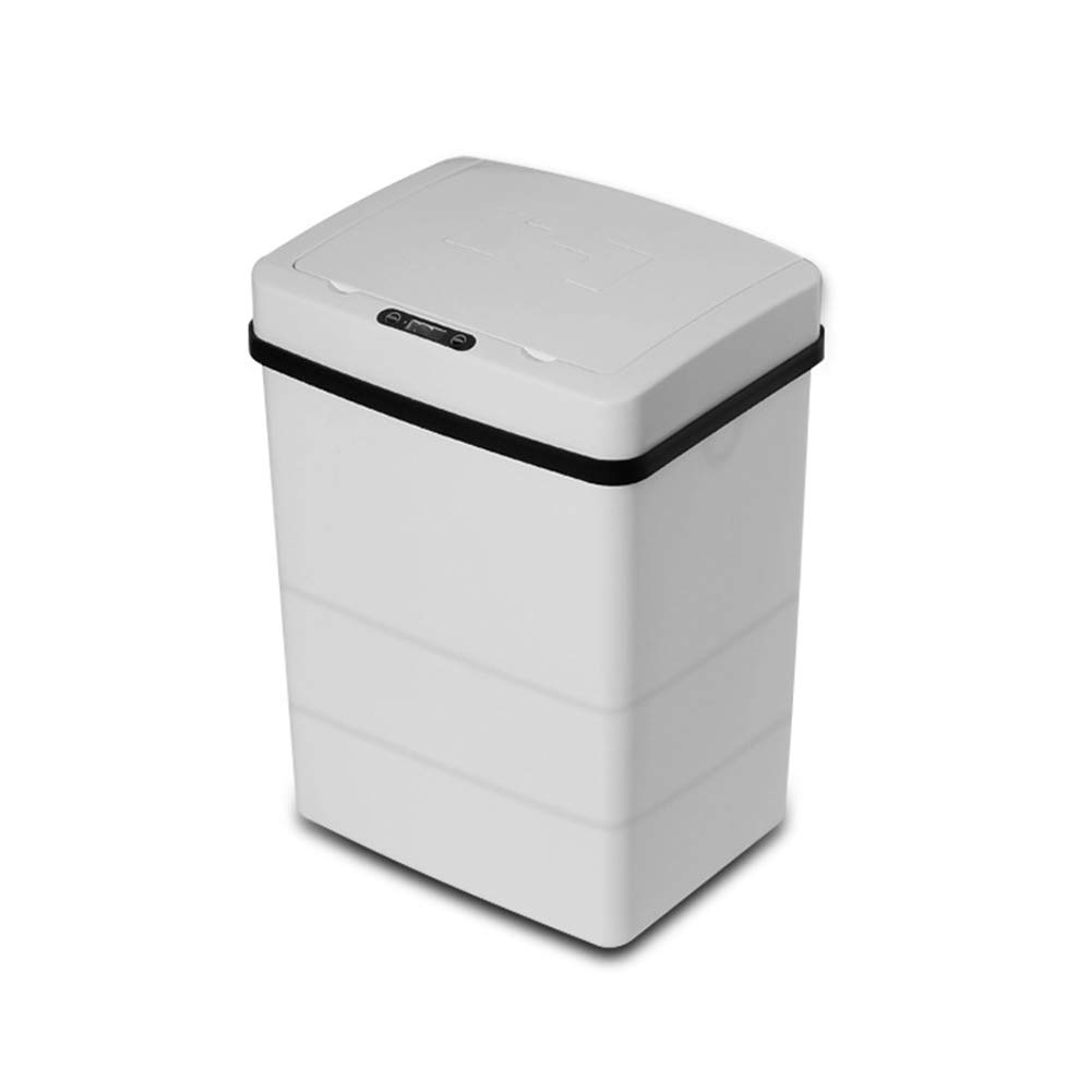 Automatic Sensor Trash Can 3.9 Gallon Stainless Steel Kitchen Garbage Bin with Motion-Sensing Lid & AC Adapter - White | Touchless Waste Bin for Home, Office, Restaurant & Commercial Use