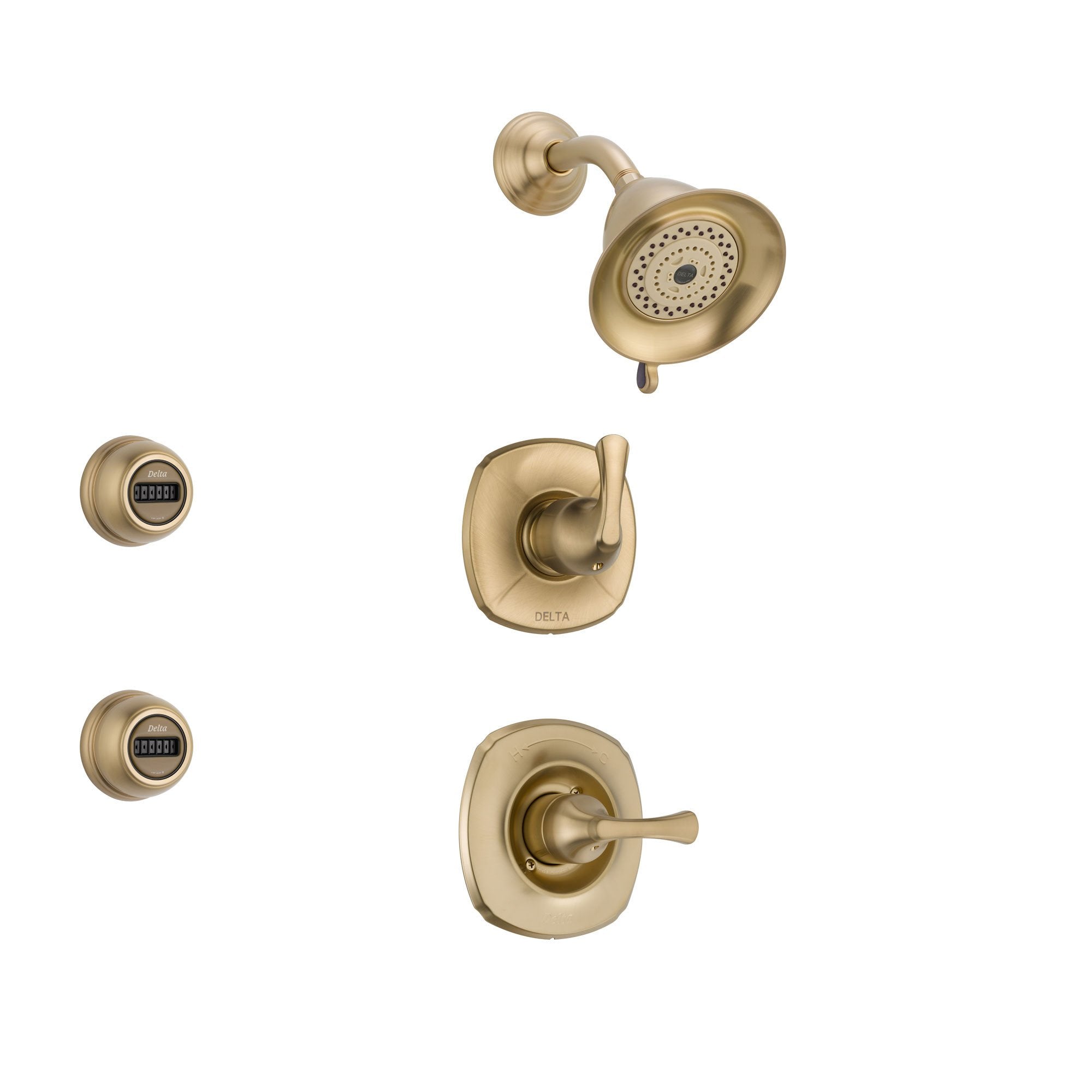 Delta Addison Champagne Bronze Shower System - 3-Setting Diverter, Shower Head & 2 Body Sprays (Model SS149285CZ) | Luxury Bathroom Upgrade for Spa-Like Experience