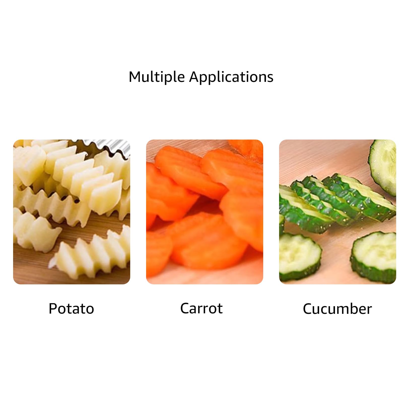 Stainless Steel Crinkle Cutter - Wavy Vegetable Chopper for Potatoes, Carrots, Lettuce | 2-Piece Set (Green & Blue) | Perfect for Making Waffle Fries, Salad Garnish & Meal Prep