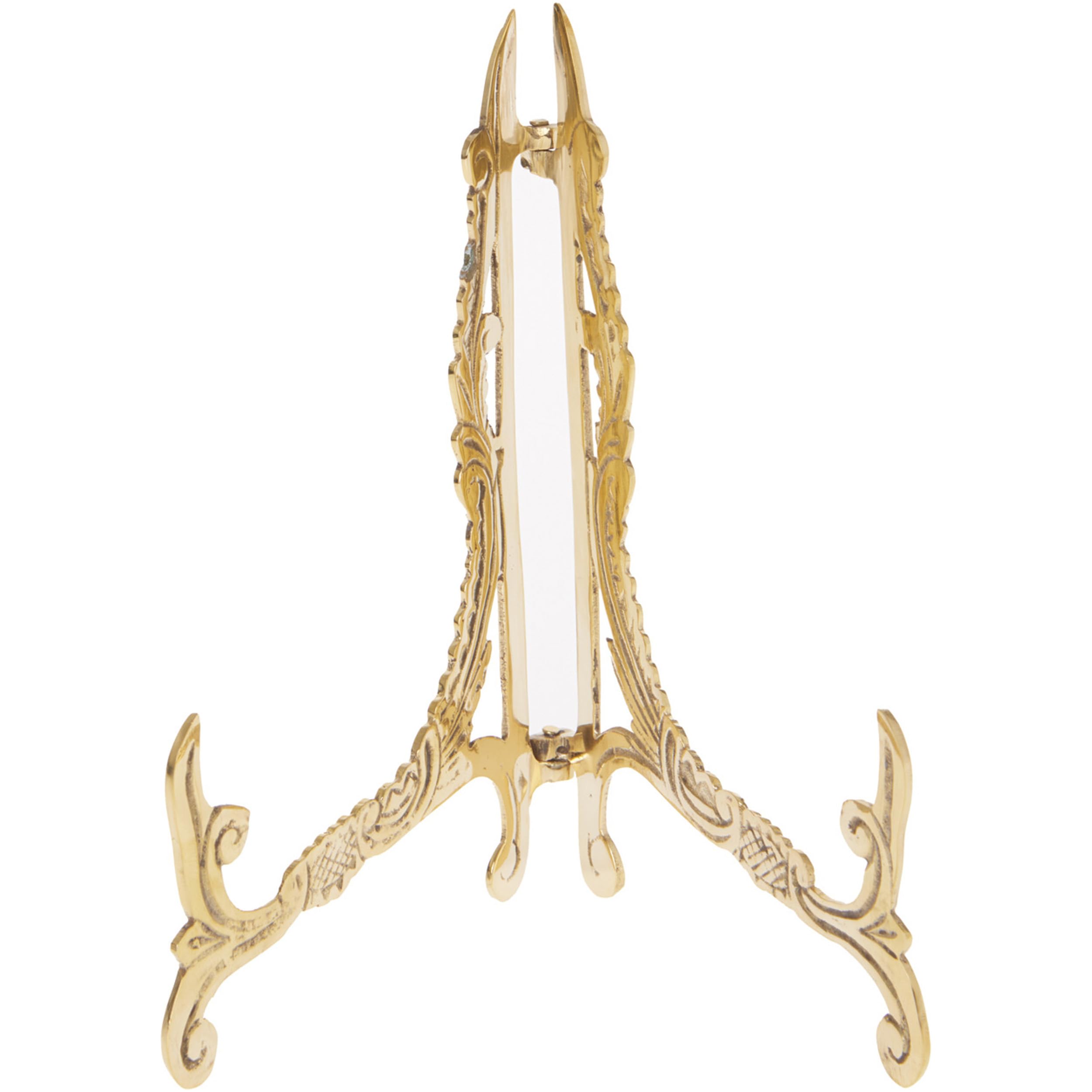 Antique Brass Plate Stand - 7.5 Inch Hinged Display Holder for Collectibles (Set of 3) - Perfect for Vintage Home Decor, Tabletop Displays & Gift Presentation