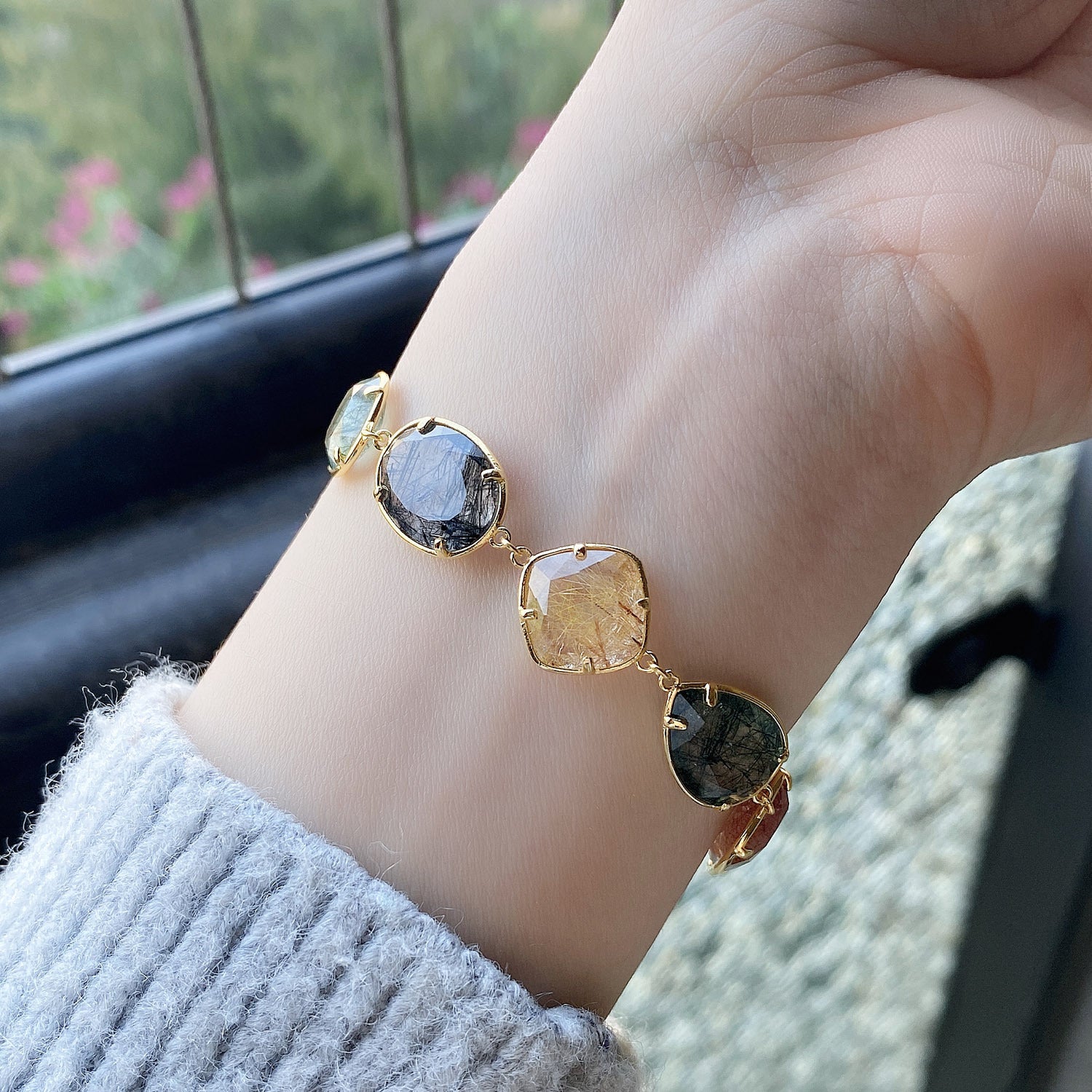 Aquamarine Amethyst Birthstone Spiritual Healing Bracelet for Women - March & February Birthstone Jewelry, Chakra Balancing, Meditation & Yoga Accessories | HJZB 201