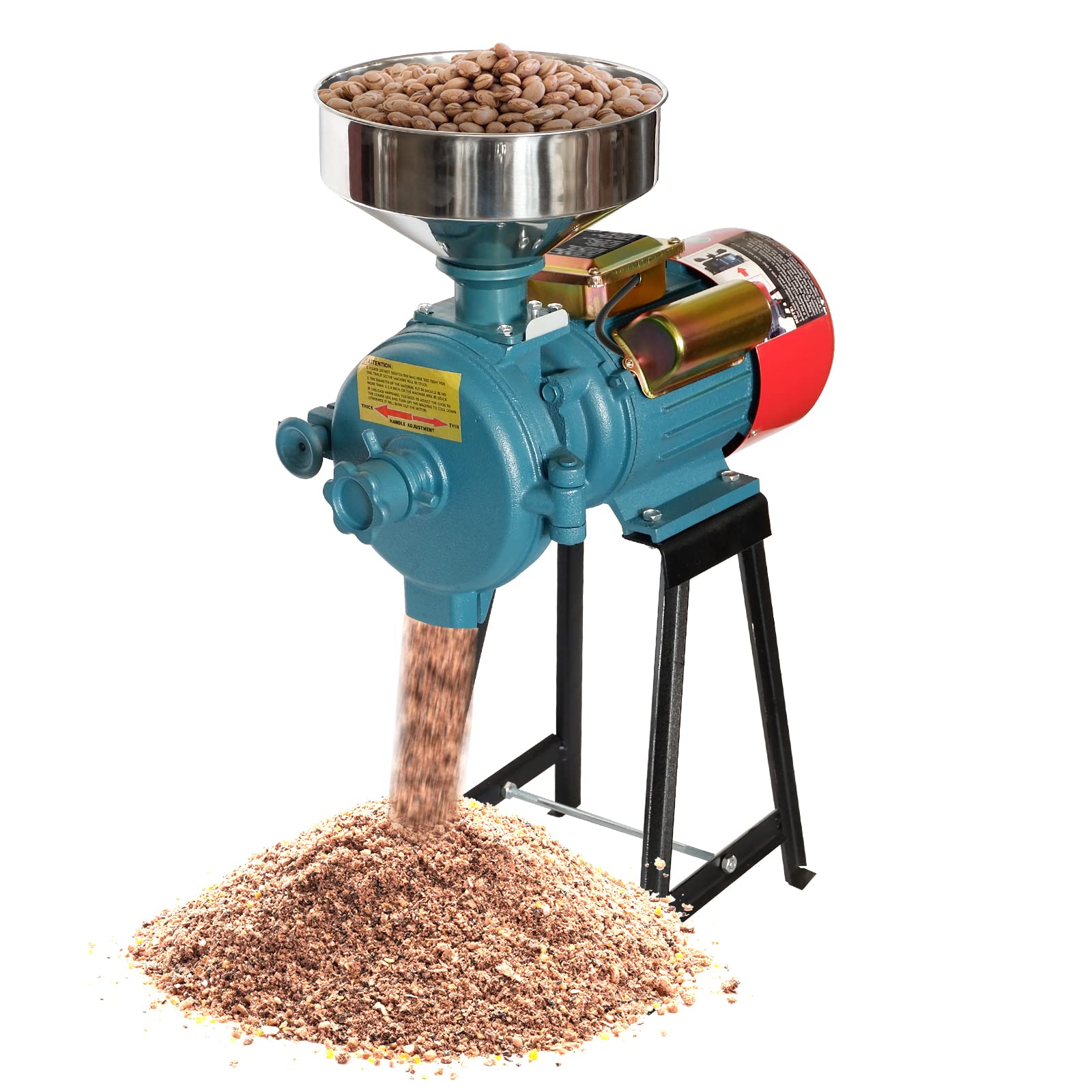 3000W Electric Corn Grinder Machine - Commercial Grain Mill for Rice, Wheat, Coffee & Maize - Heavy Duty Flour Mill with Funnel - Perfect for Home Baking, Coffee Shops & Farm Feed Preparation (110V)