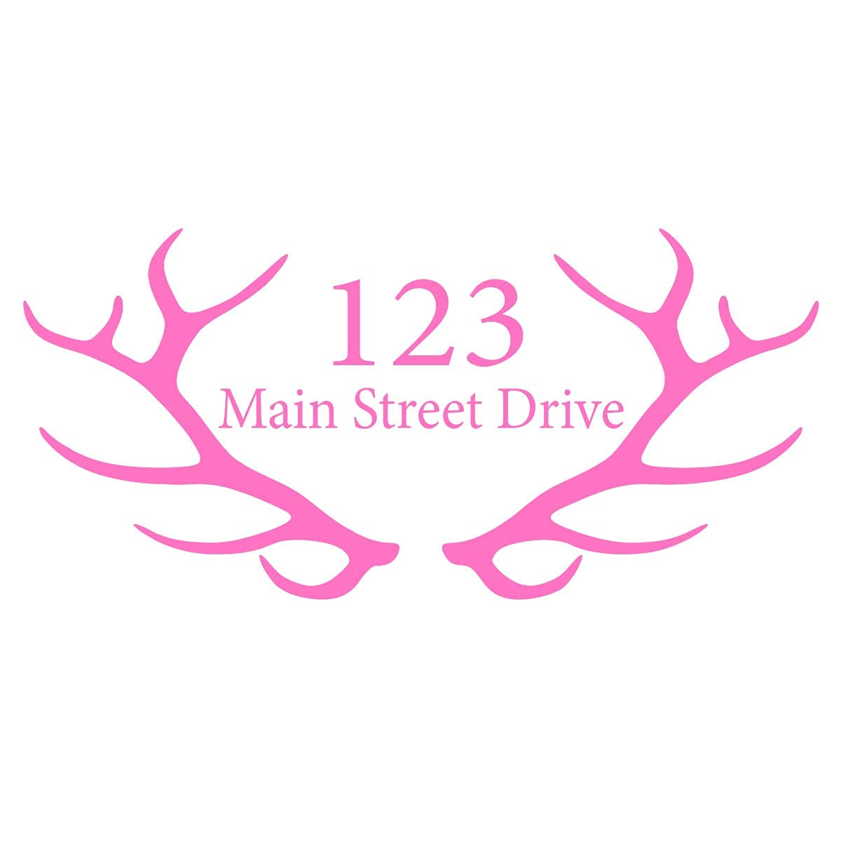 VWAQ Custom Home Address Vinyl Stickers - Set of 2 Antler Mailbox Decals (Pink, CMB27) for Mailbox Decoration & House Number Signs