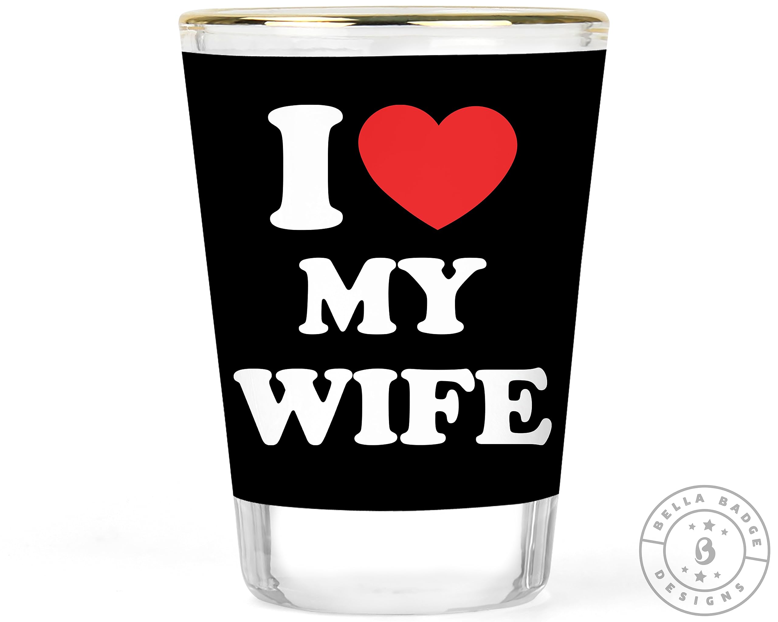 Personalized I Heart Shot Glass - Custom Engraved Gift for Wife, Husband, Dad, Mom, Girlfriend & Boyfriend - Unique Wedding, Anniversary & Birthday Present - Barware for Parties & Special Occasions
