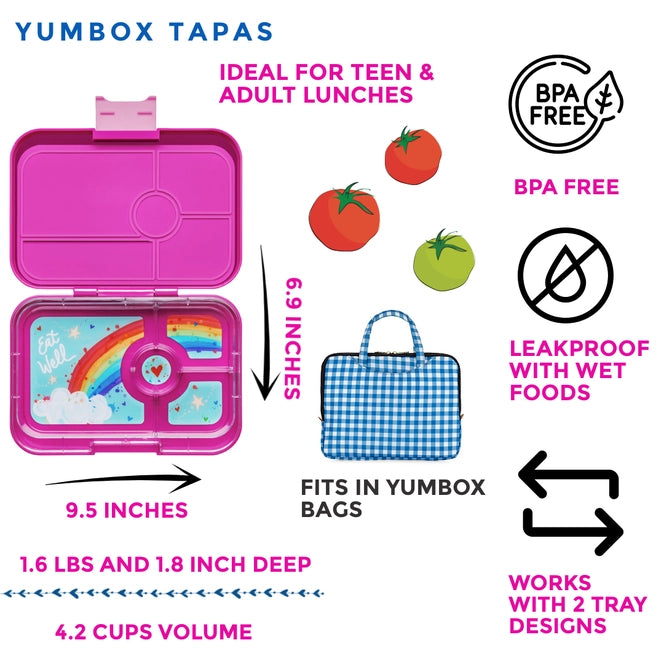 Yumbox 4 Compartment Bento Lunch Box - Leakproof Food Container for Kids & Adults - Perfect for School, Work, Picnics & Travel