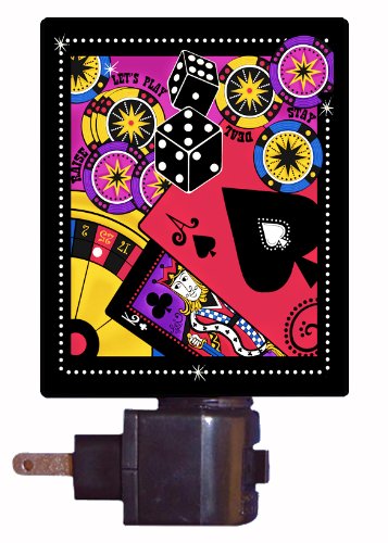 Casino Themed LED Night Light - Las Vegas Gambling Decor for Home, Bar, or Game Room - Perfect for Casino Parties & Themed Events
