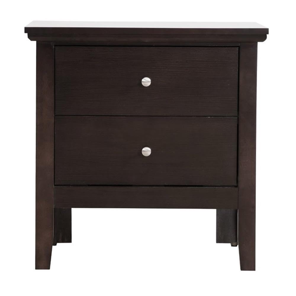 Glory Furniture Primo 2-Drawer Nightstand in Espresso Finish - Modern Bedside Table for Bedroom, Living Room & Office Storage