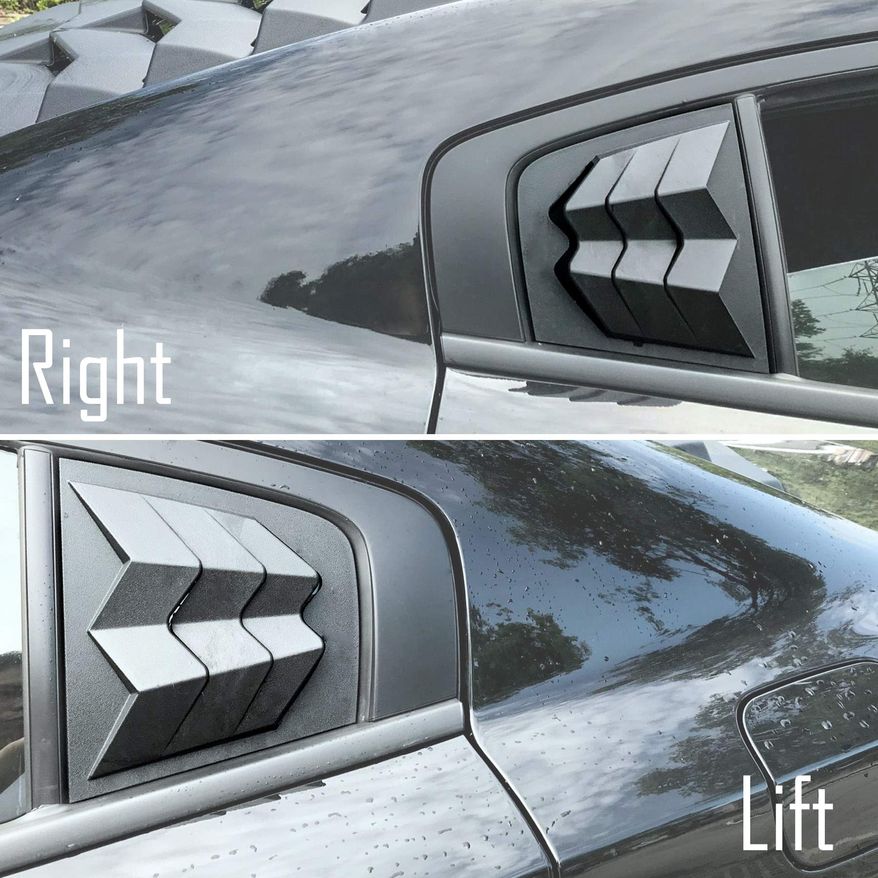 LE-JX Matte Black Rear + Side Window Louver Cover 2-Piece Set for 2011-2021 Dodge Charger | GT Lambo Style Custom Fit | All-Weather ABS | Enhances Style & Privacy for Car Enthusiasts