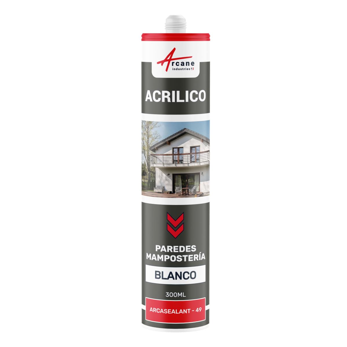 ARCAMASTIC Acrylic Wall & Masonry Sealant - 300ml White (1-Pack) by ARCANE INDUSTRIES | Waterproof Adhesive for Brick, Concrete & Tile Repairs | Perfect for Home DIY Projects & Professional Construction