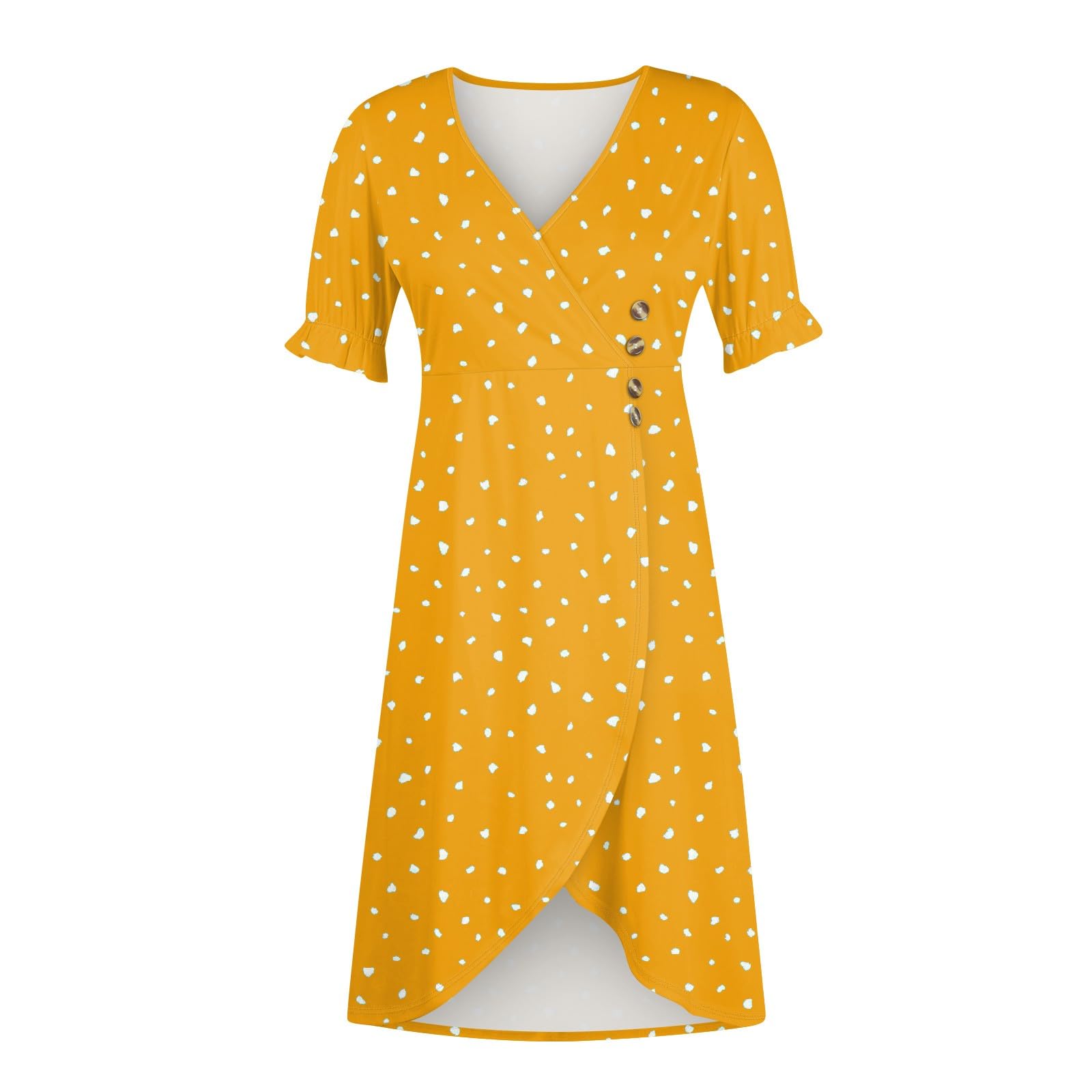Elegant Floral Wrap V-Neck Ruched Dress for Women - Beach, Church & Special Occasions | Sizes S to XXXL | 2024 Fashion Trend