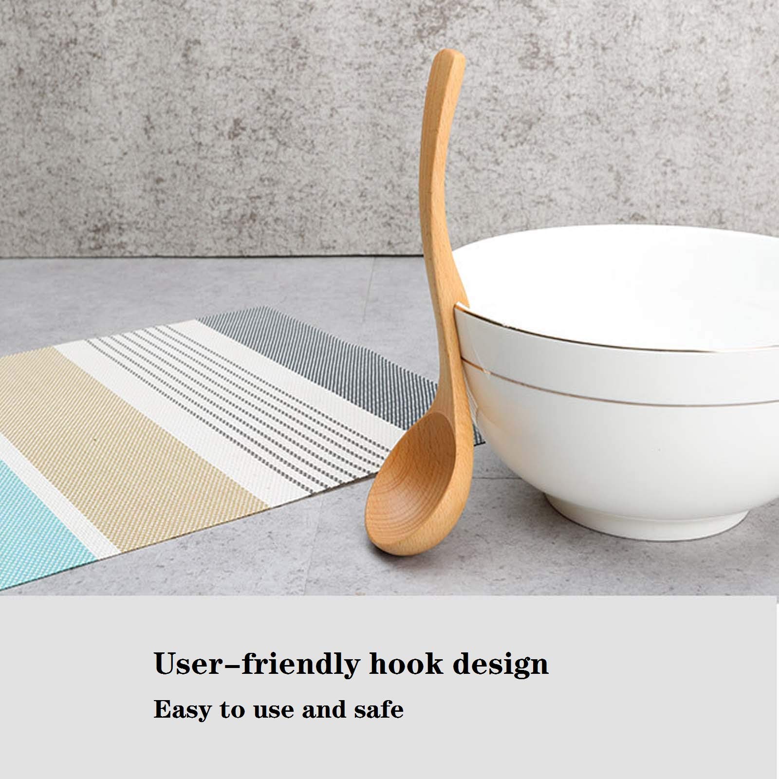 Premium Set of 3 Natural Beech Wood Kitchen Utensils - Wooden Spoons, Soup Ladle & Mixing Spoon for Cooking, Serving & Baking | Eco-Friendly Kitchen Tools for Home Chefs & Food Enthusiasts | Perfect for Soups, Sauces, Salads & Meal Prep