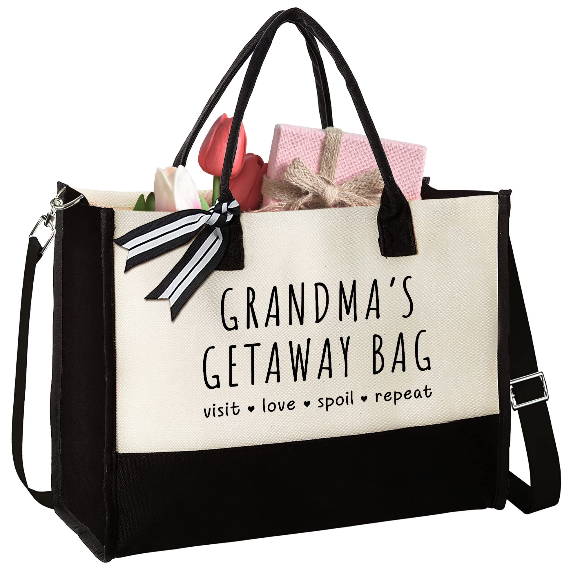 Personalized Canvas Tote Bag for Grandma - Thoughtful Gifts from Grandchildren - Perfect for Shopping, Travel & Daily Use