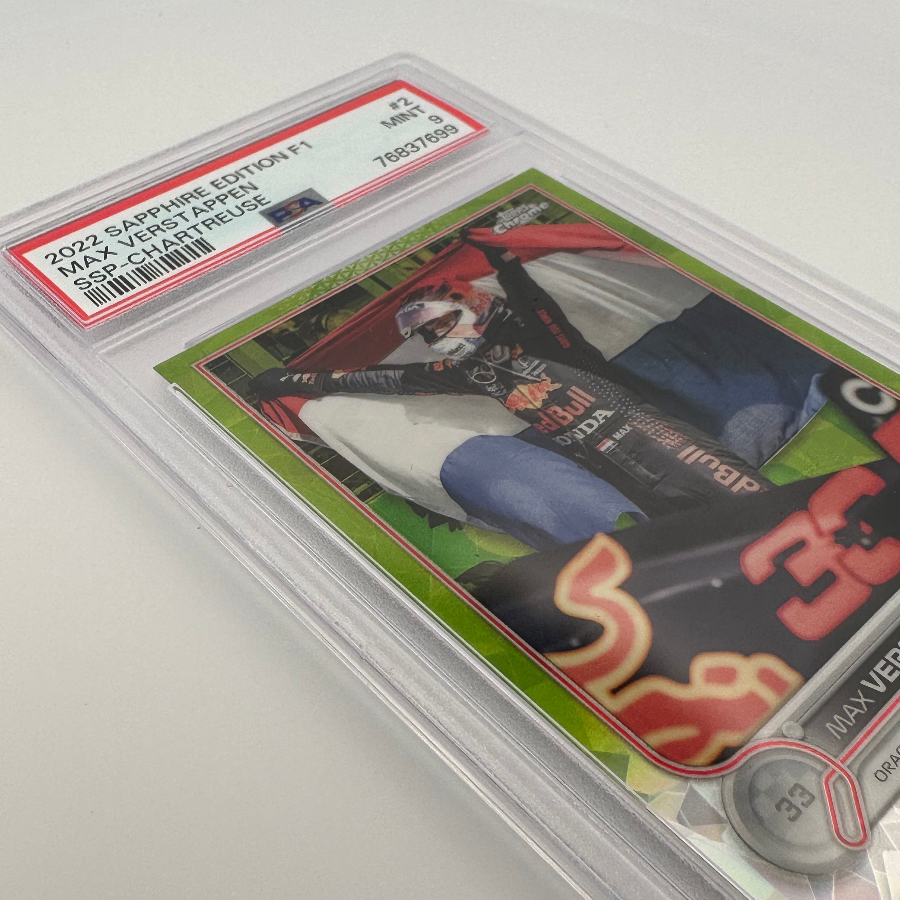 PSA 9 199 Max Verstappen #2 Sapphire Edition SSP Chartreuse - Rare Collectible Trading Card for F1 Fans & Sports Memorabilia Enthusiasts