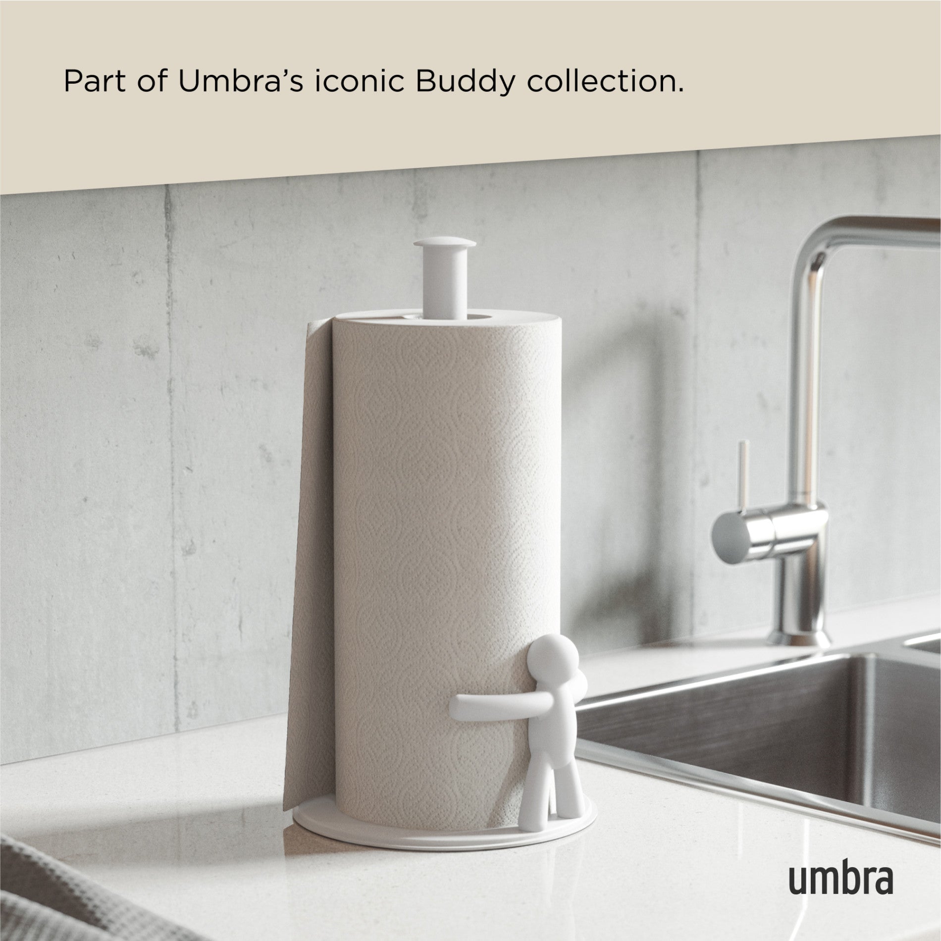 Stainless Steel Buddy Paper Towel Holder - Wall Mount or Under Cabinet - Perfect for Kitchen, Bathroom & Office Organization