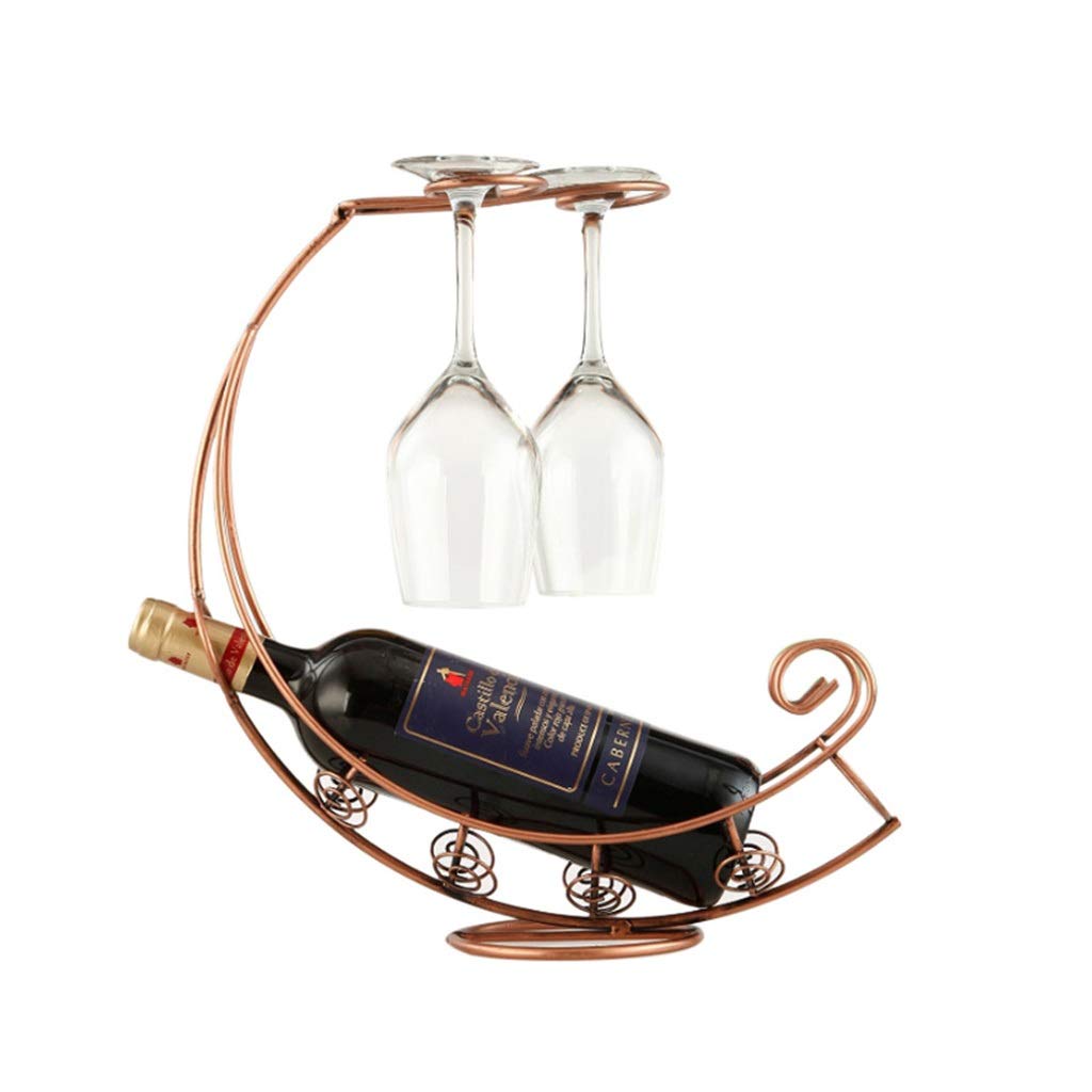 WIONC Vintage Wine Bottle Holder & Stemware Rack - Wall Mounted Display for Champagne, Wine Bottles and Drinking Glasses - Perfect for Home Bar, Kitchen Decor & Party Hosting
