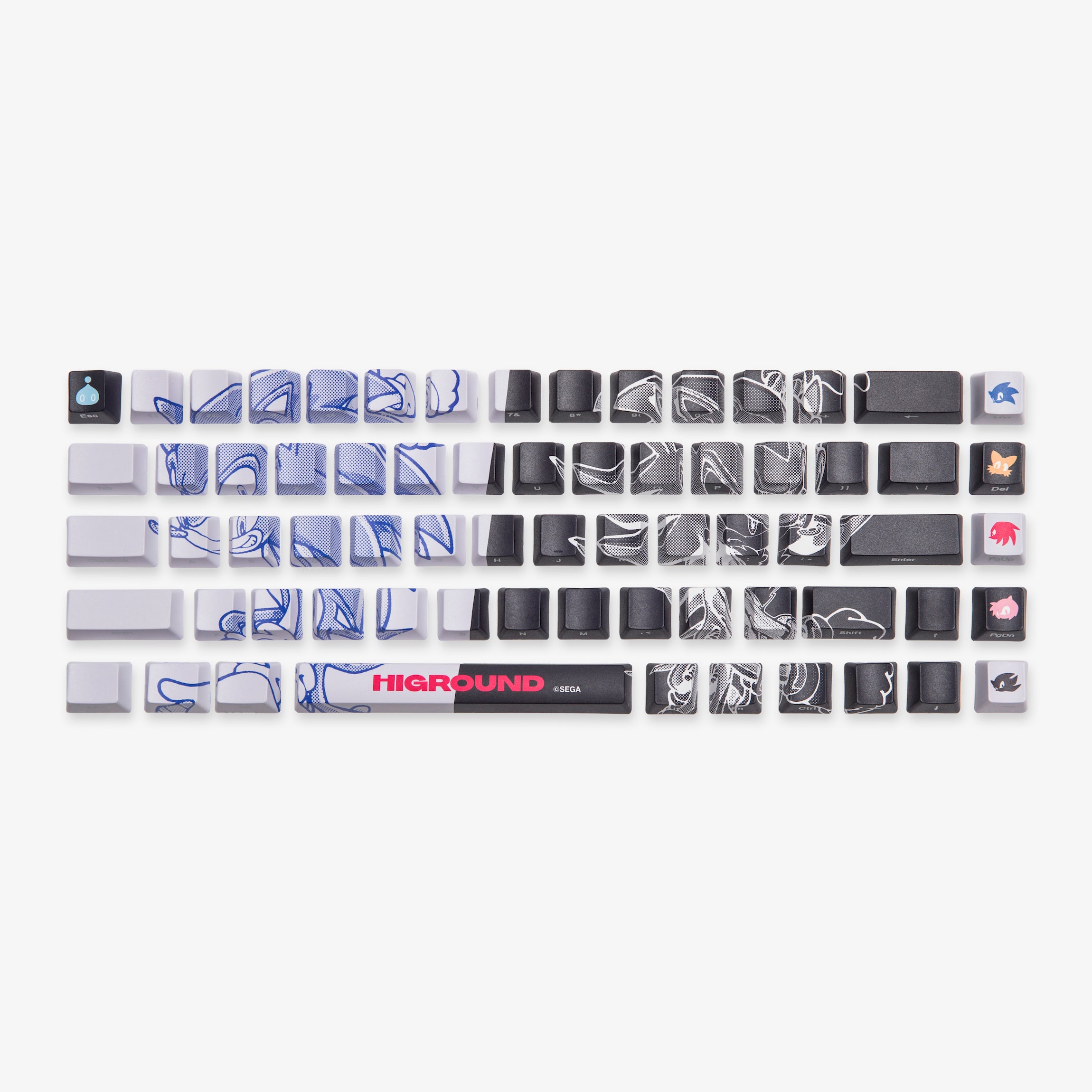 Sonic x Higround Adventure 68 Keycap Set for 65% Keyboard - Custom Mechanical Keycaps for Gaming & Typing - Perfect for PC Gamers and Programmers