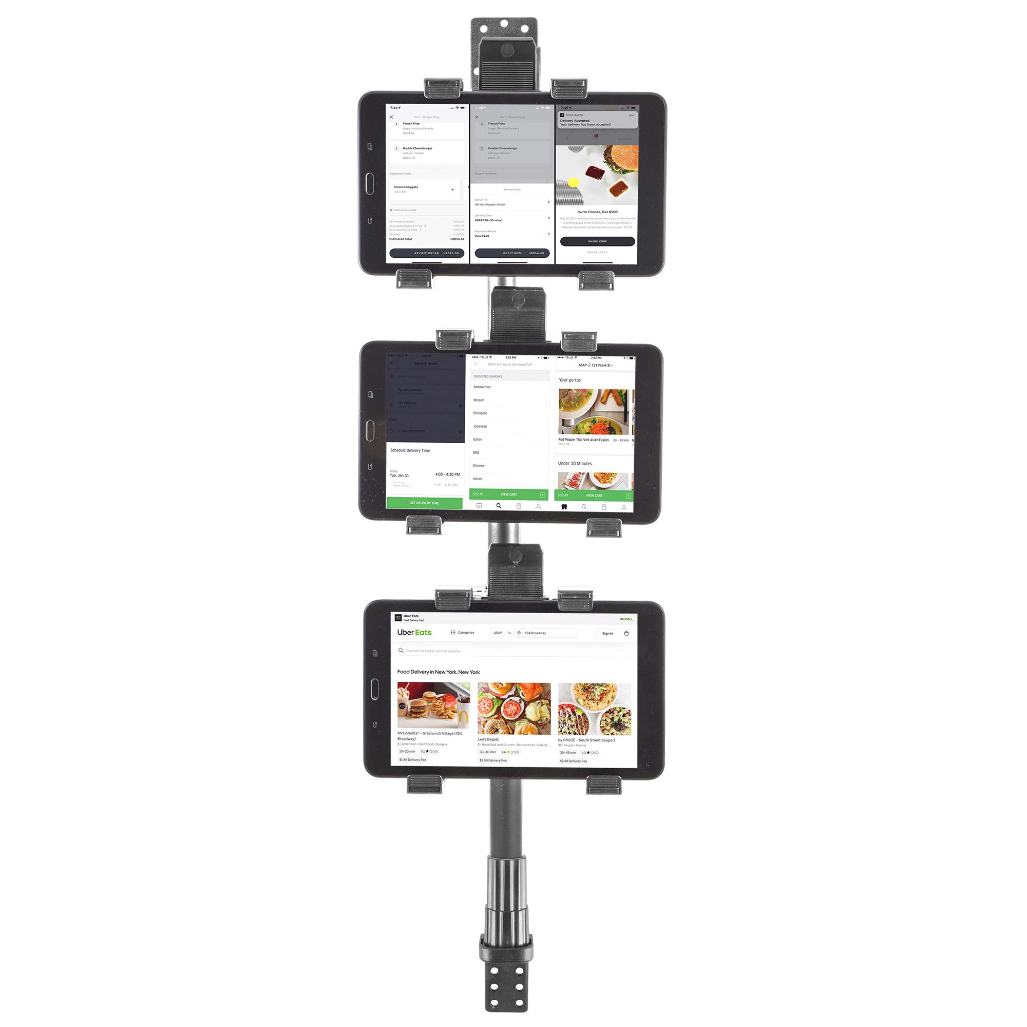 iBOLT TabDock Wall Mount with 3 Tablet Holders - Compatible with 7-10 Inch Tablets for Delivery Apps (DoorDash, Uber Eats, Postmates) - Perfect for Restaurants, Retail Stores & Order Pickup Stations