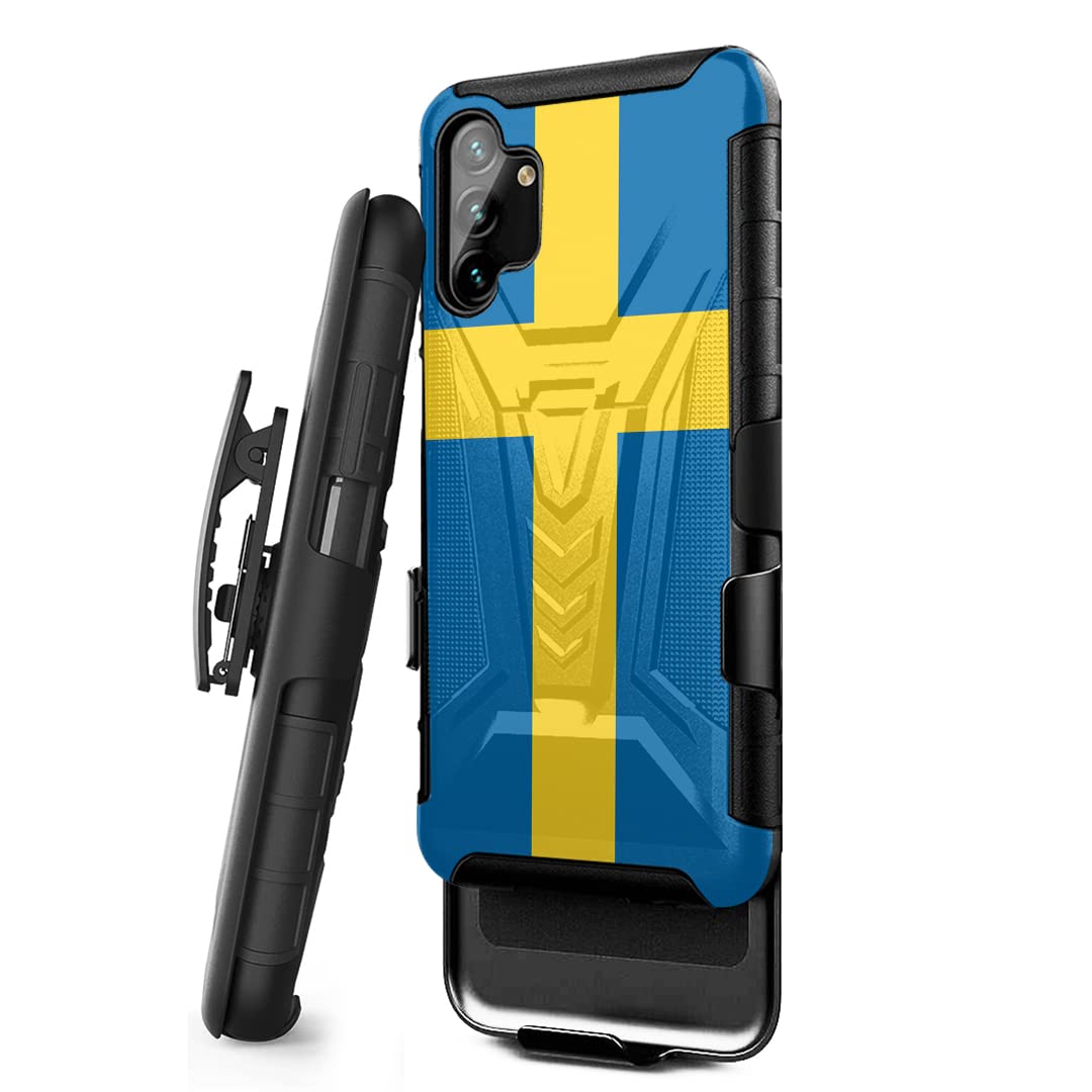 Shockproof Galaxy A13 5G Case with Kickstand & Belt Clip - Rugged Phone Cover for Samsung A13 5G (Sweden Flag) - Perfect for Outdoor & Work Use