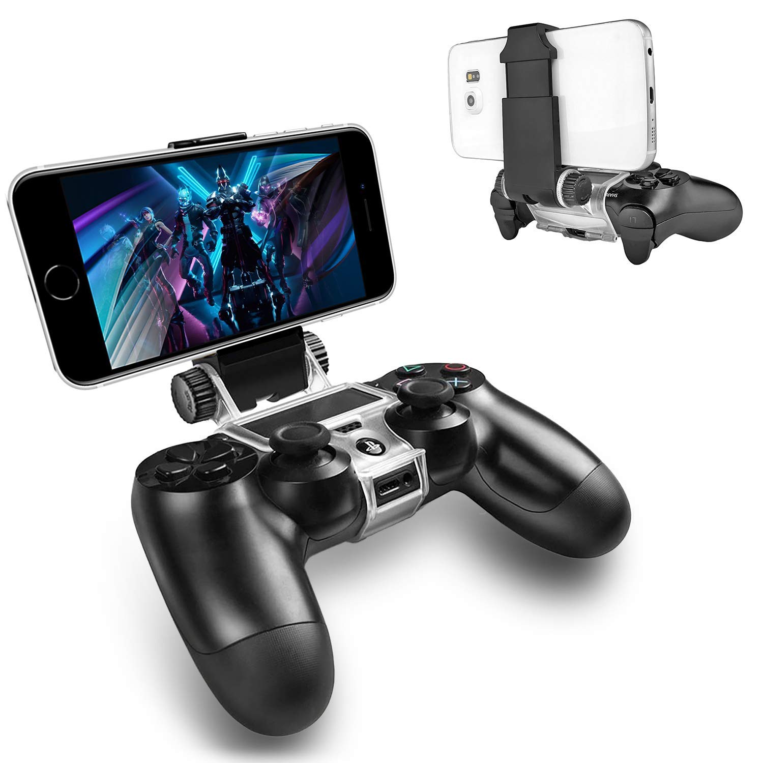 PS4 Controller Phone Mount Holder for PS4 Slim & PS4 Pro - Remote Play Gaming Accessory for Smartphones - Perfect for Mobile Gaming & Streaming