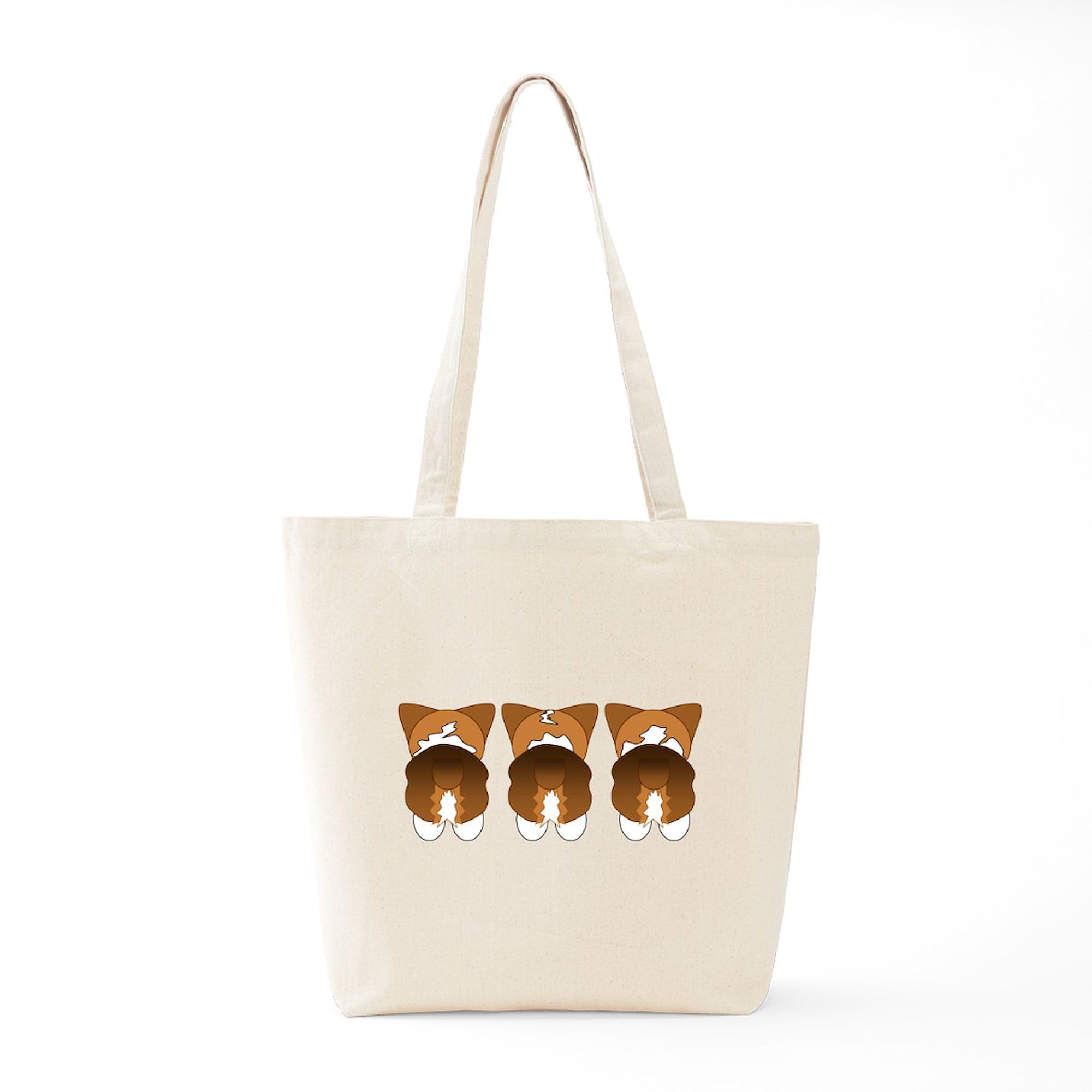 CafePress Tri Pembroke Natural Canvas Reusable Tote Bag - Eco-Friendly Shopping Bag for Groceries, Beach & Daily Use
