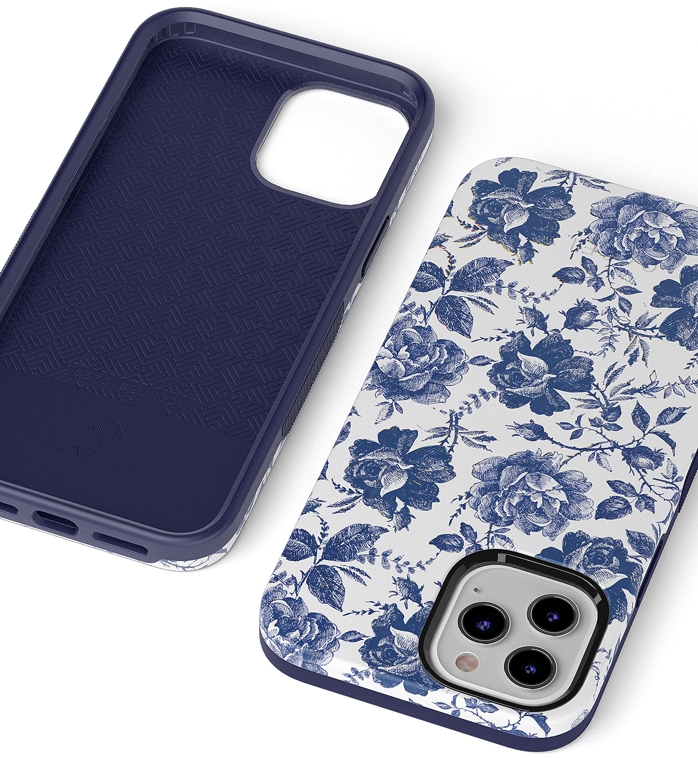 Casely iPhone 12 Pro Max Case Floral Design - Rose to Fame Coquette Blue & White Rose Phone Cover | Protective Slim Fit Shockproof Case for Women Girls | Perfect for Daily Use, Work, Travel & Gift Giving