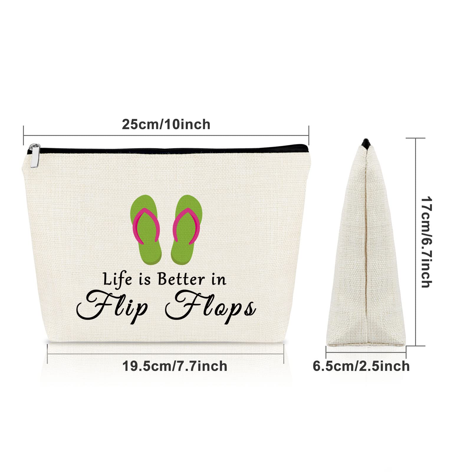 Women's Flip Flop Themed Makeup Bag - Waterproof Cosmetic Travel Pouch for Beach Vacation, Graduation & Christmas Gifts - Perfect for Friends, Her Birthday & Travel Essentials