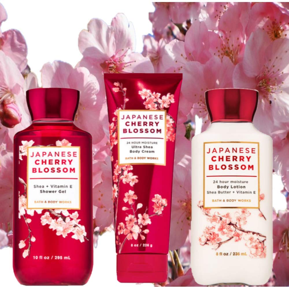 Bath & Body Works Japanese Cherry Blossom Gift Set - Luxurious Body Care Trio for Women | Perfect for Valentine's Day, Mother's Day & Self-Care Gifts