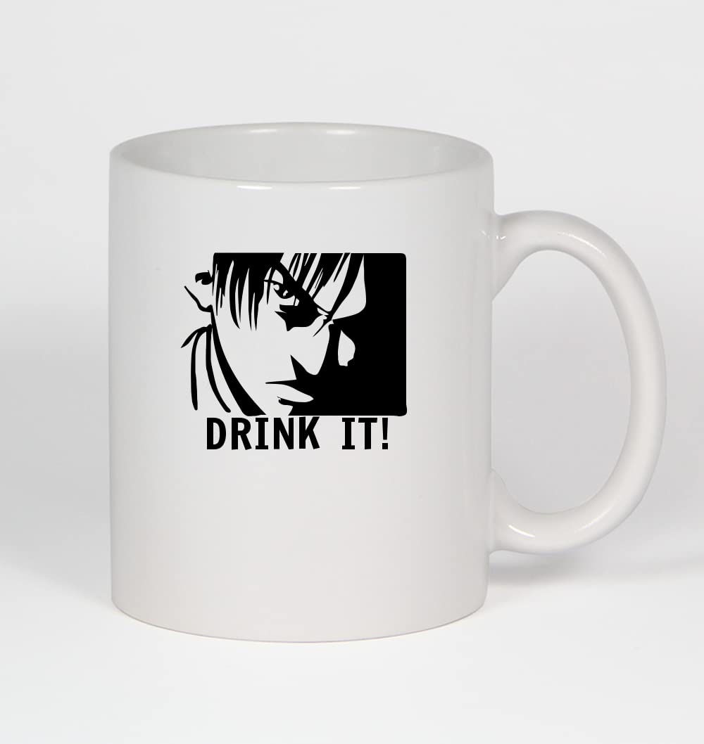 Anime A 11oz Ceramic White Coffee Mug - Cute Japanese Character Design for Tea, Hot Chocolate & Office Use - Perfect Gift for Anime Fans