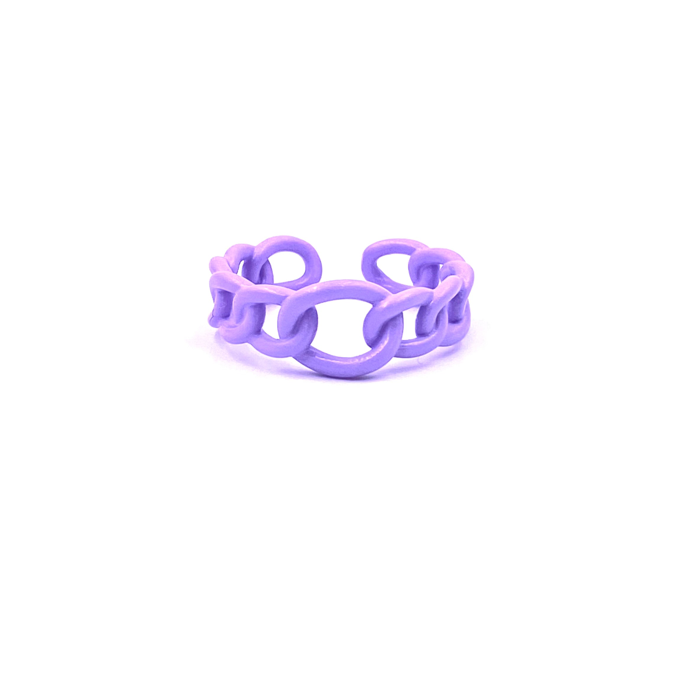 Ashley Gold Stainless Steel Purple Enamel Cuban Link Band Ring for Women - Fashion Jewelry Gift for Birthday, Anniversary & Valentine's Day