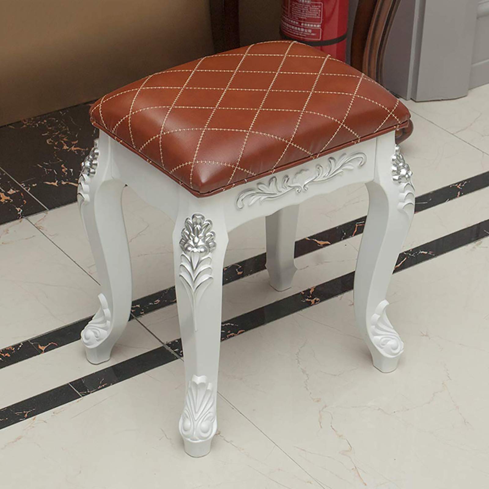 YZJJ Modern Vanity Stool - Baroque Style Piano Chair with ABS Legs, Comfortable Makeup Dressing Bench for Bedroom & Bathroom, Easy Assembly - Perfect for Vanity Tables, Dressing Rooms & Home Decor