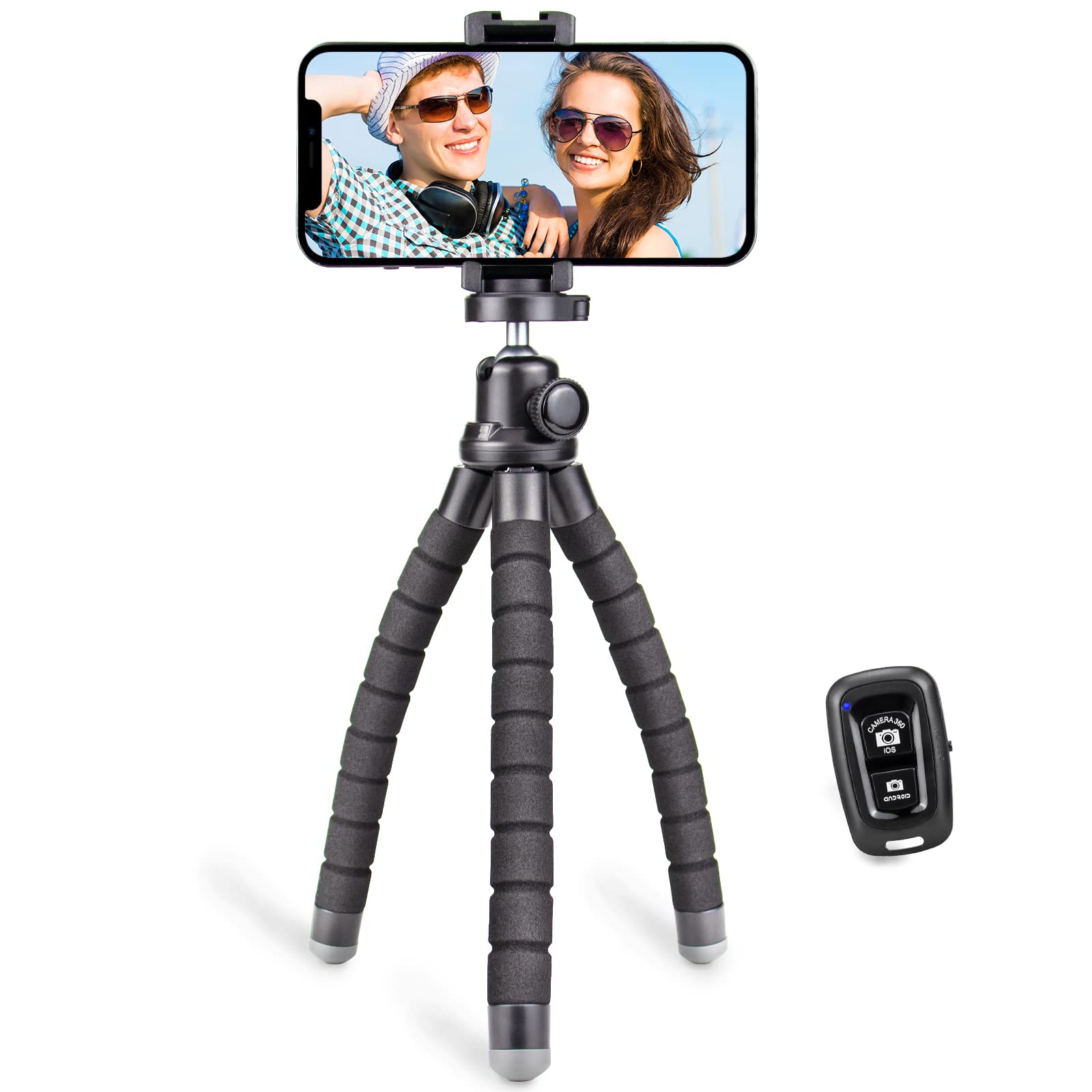 YOTOCversion Portable Flexible Cell Phone Tripod Stand with Wireless Remote Shutter & Phone Holder - Compatible with iPhone 14/13/12/Pro/Max, Samsung Galaxy - Perfect for Vlogging, Live Streaming & Group Photos