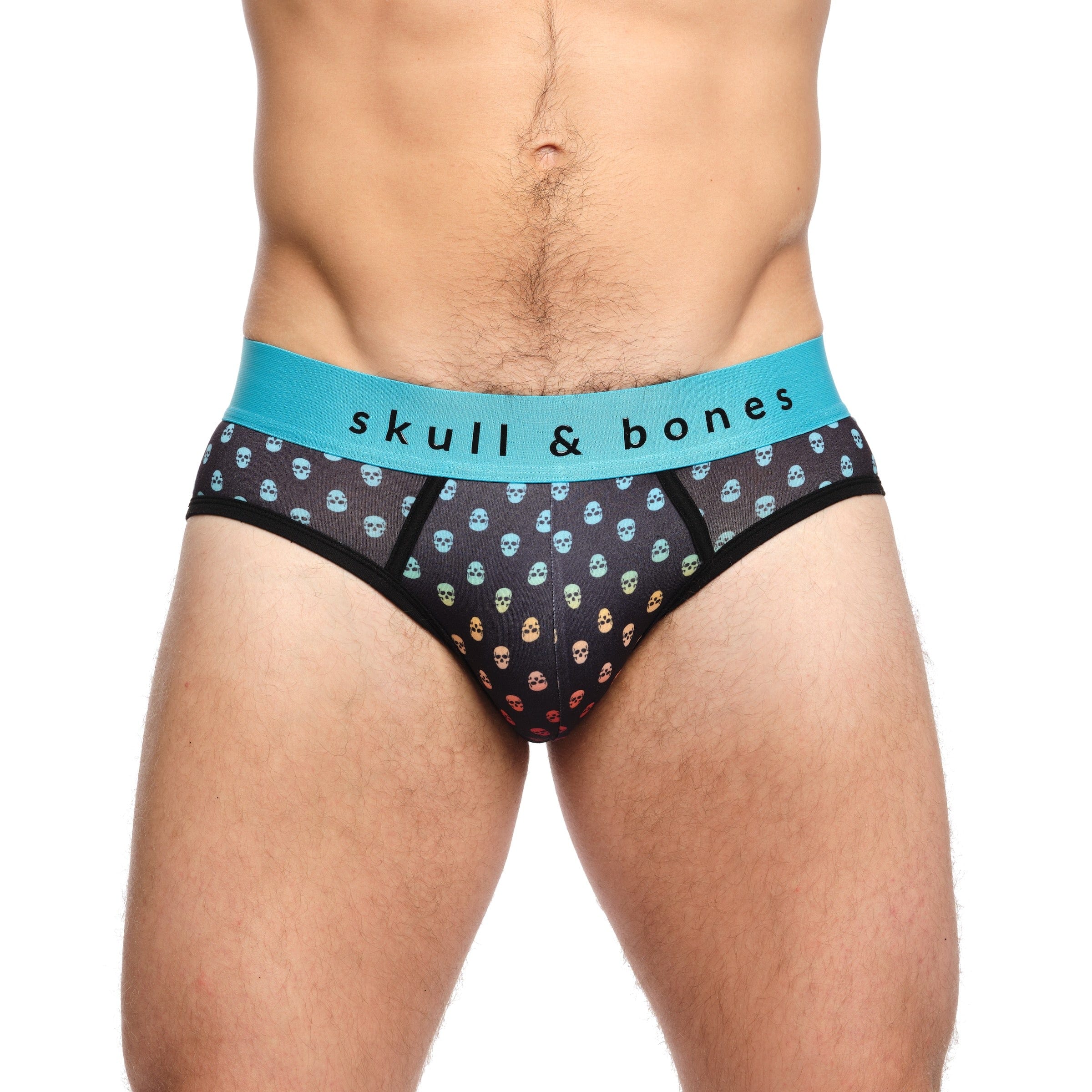 Gothic Ombre Skull Print Briefs for Men - Trendy Boxer Shorts with Stylish Skull Design - Perfect for Halloween, Cosplay, and Everyday Wear