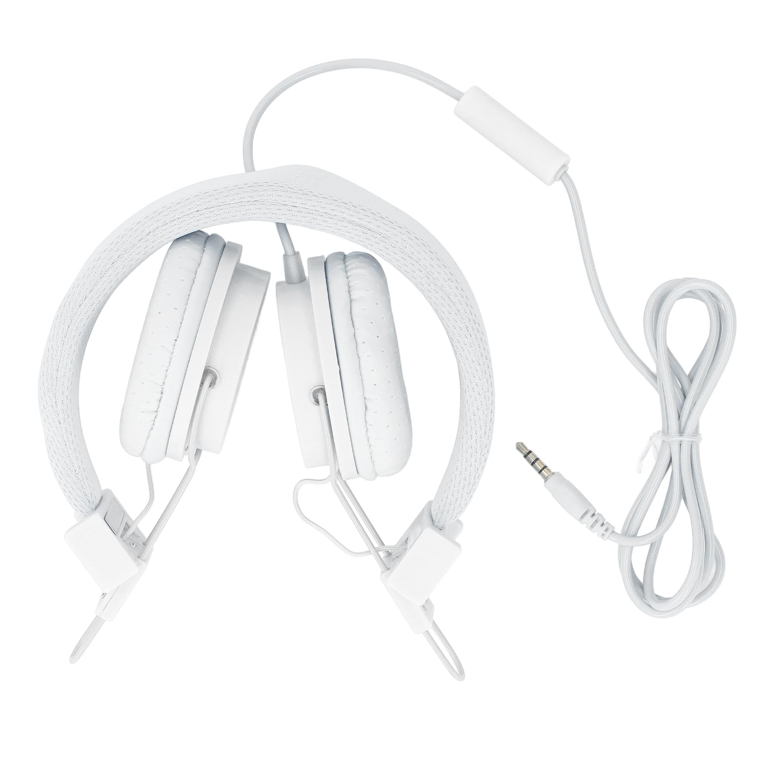 Fabater Wired Stereo Headphones with Microphone - Enhanced Surround Sound, Adjustable Headband for PC, Laptop, Gaming & Music - Comfortable Over-Ear Design (White) - Perfect for Work, Study, Online Classes & Entertainment