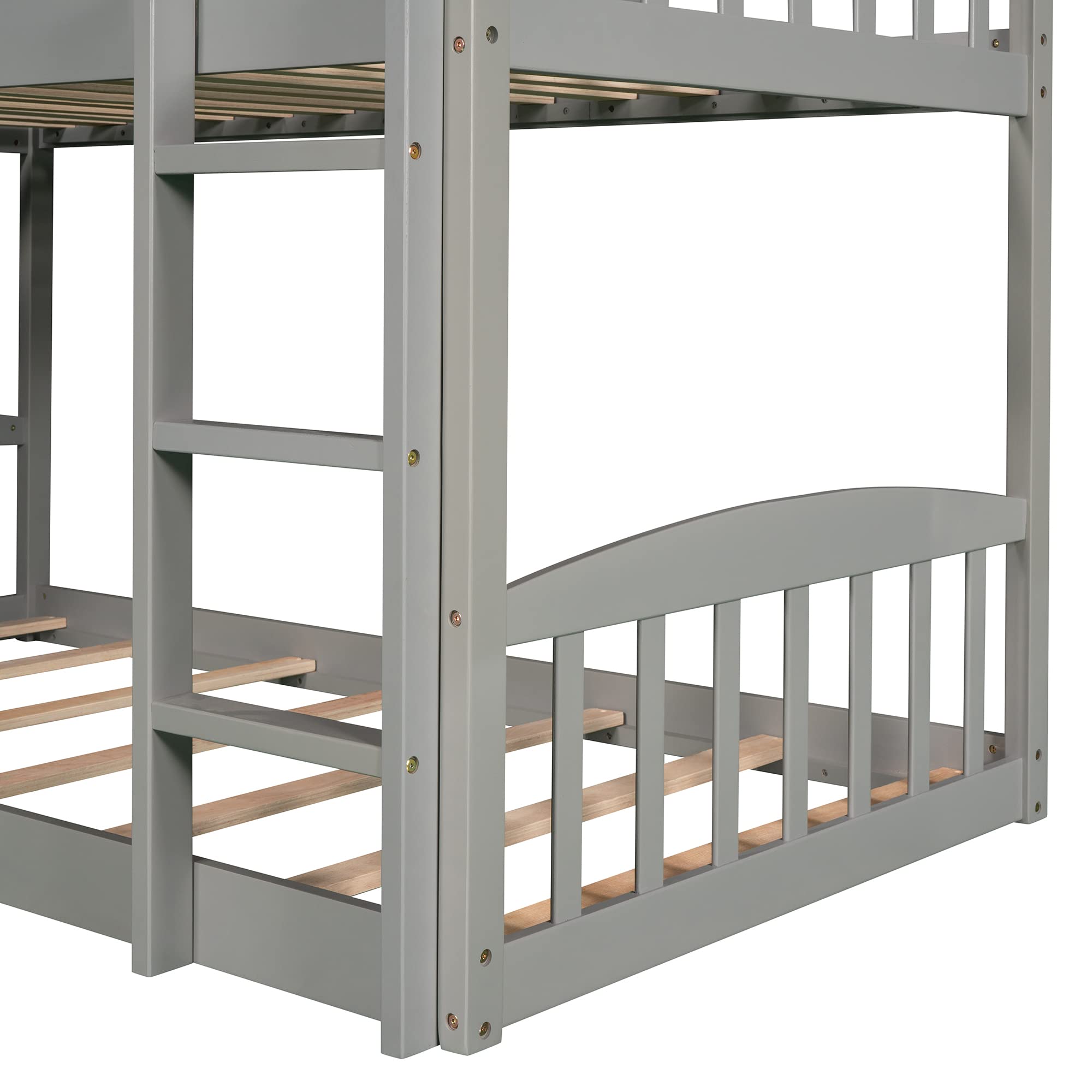 Bellemave Twin Over Twin Bunk Bed with Slide - Kids Playhouse Bed for Toddlers, Boys & Girls - Space-Saving Gray Bunk Bed for Small Rooms & Shared Kids Bedrooms - Fun Sleep & Play Solution for Siblings