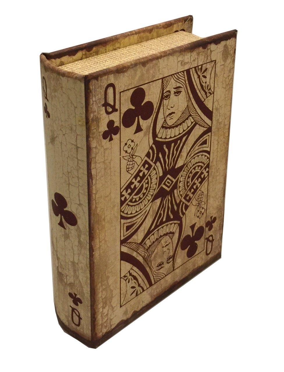 Queen of Clubs Playing Card Book Box - Unique Collectible Gift for Card Game Enthusiasts | Perfect for Magic Tricks, Poker Nights & Themed Parties