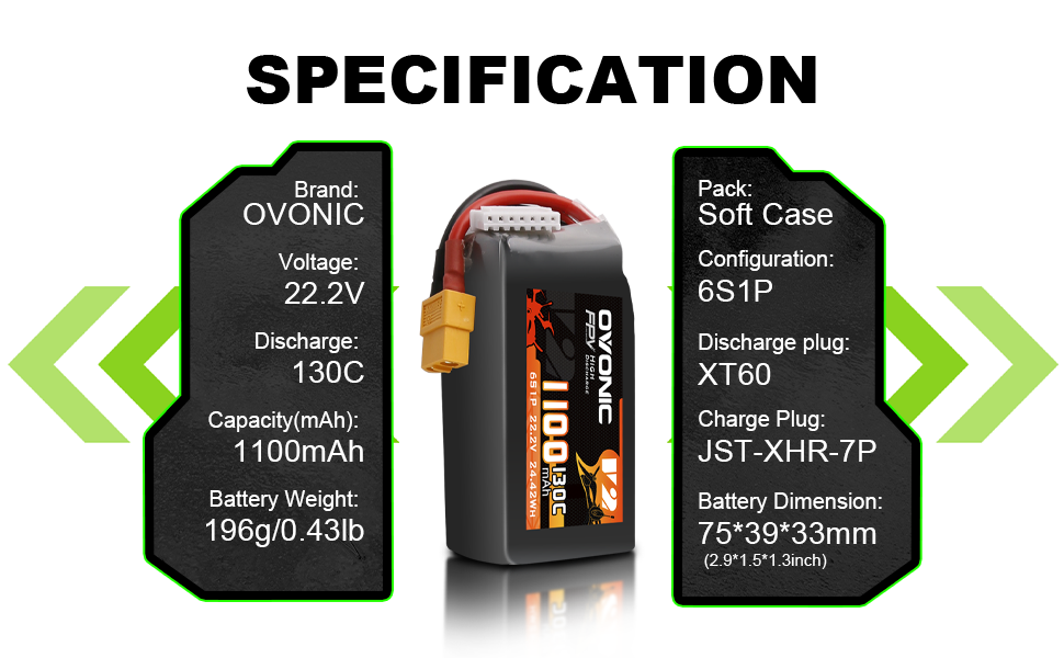 Ovonic 4x 6S 130C 1100mAh 22.2V Lipo Battery Pack with XT60 Plug for FPV Racing Drone, Freestyle 5-6 Inch Drone & Long Range FPV - High Performance RC Battery for Drone Racing, Aerial Photography and Outdoor Adventures