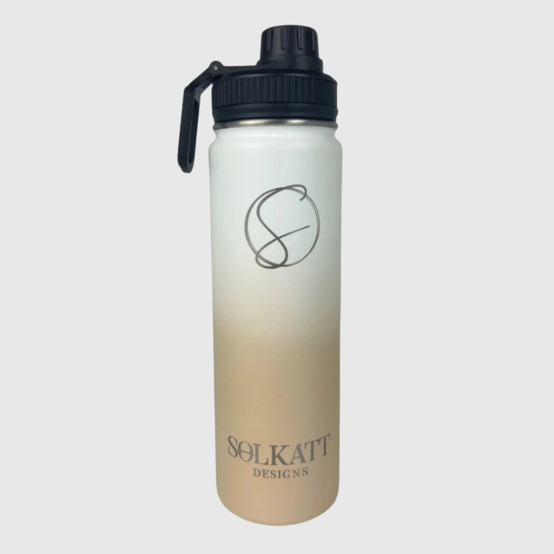 Pastel Beige Insulated Stainless Steel Water Bottle 650ml (22oz) - Keeps Drinks Hot/Cold for 24 Hours - Perfect for School, Gym, Hiking & Outdoor Activities