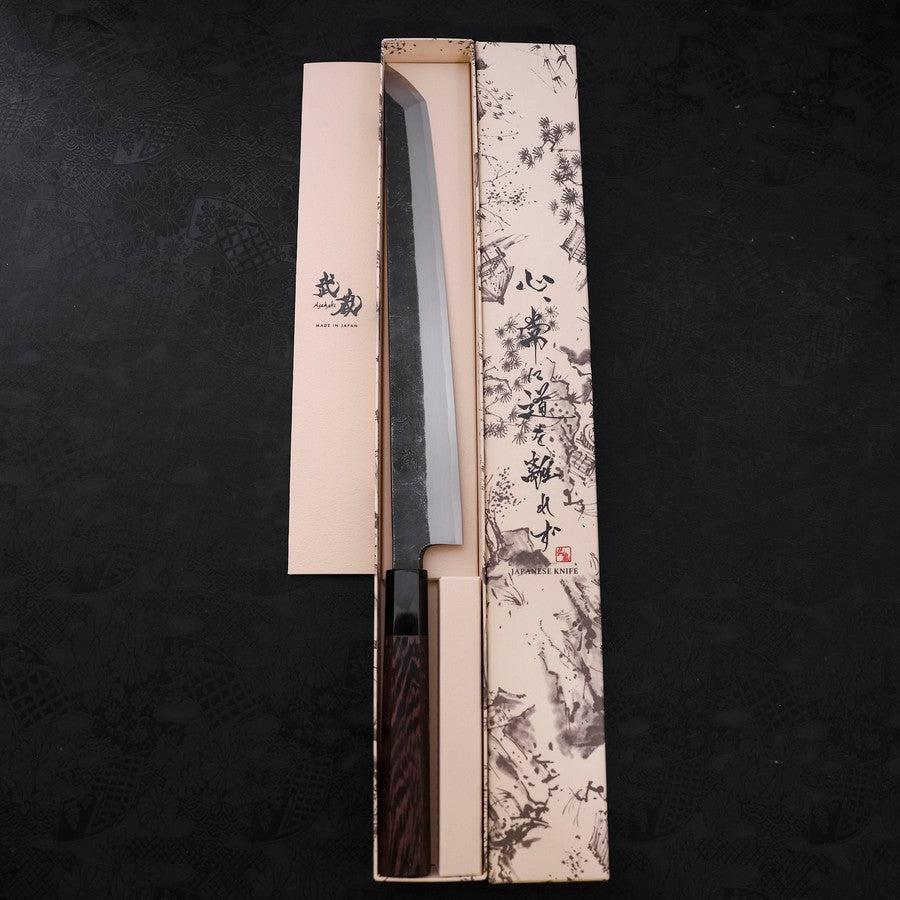 Premium Sakimaru Takohiki Japanese Knife - Blue Steel #2 Kurouchi Finish with Buffalo Wenge Handle (300mm) - Ideal for Sushi, Sashimi & Professional Chefs