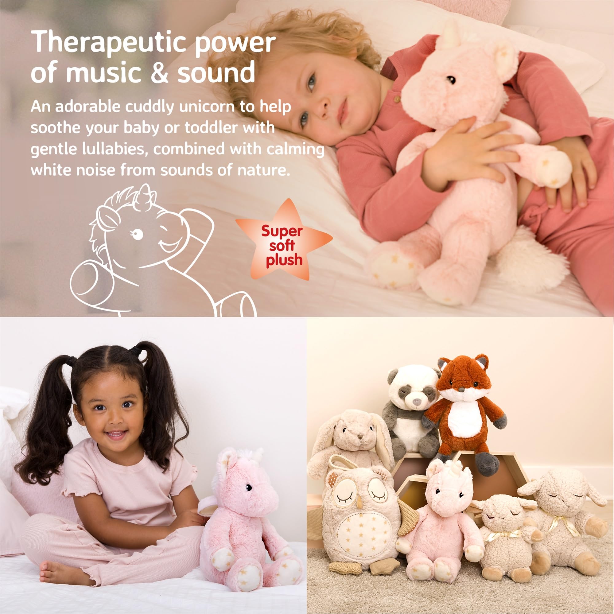 Cloud b Sound Machine with White Noise Soothing Sounds for Babies - Cuddly Stuffed Animal Unicorn Plush Toy | Adjustable Volume, Timer & Auto-Shutoff | Perfect for Nursery, Bedtime & Travel (Ella The Unicorn)