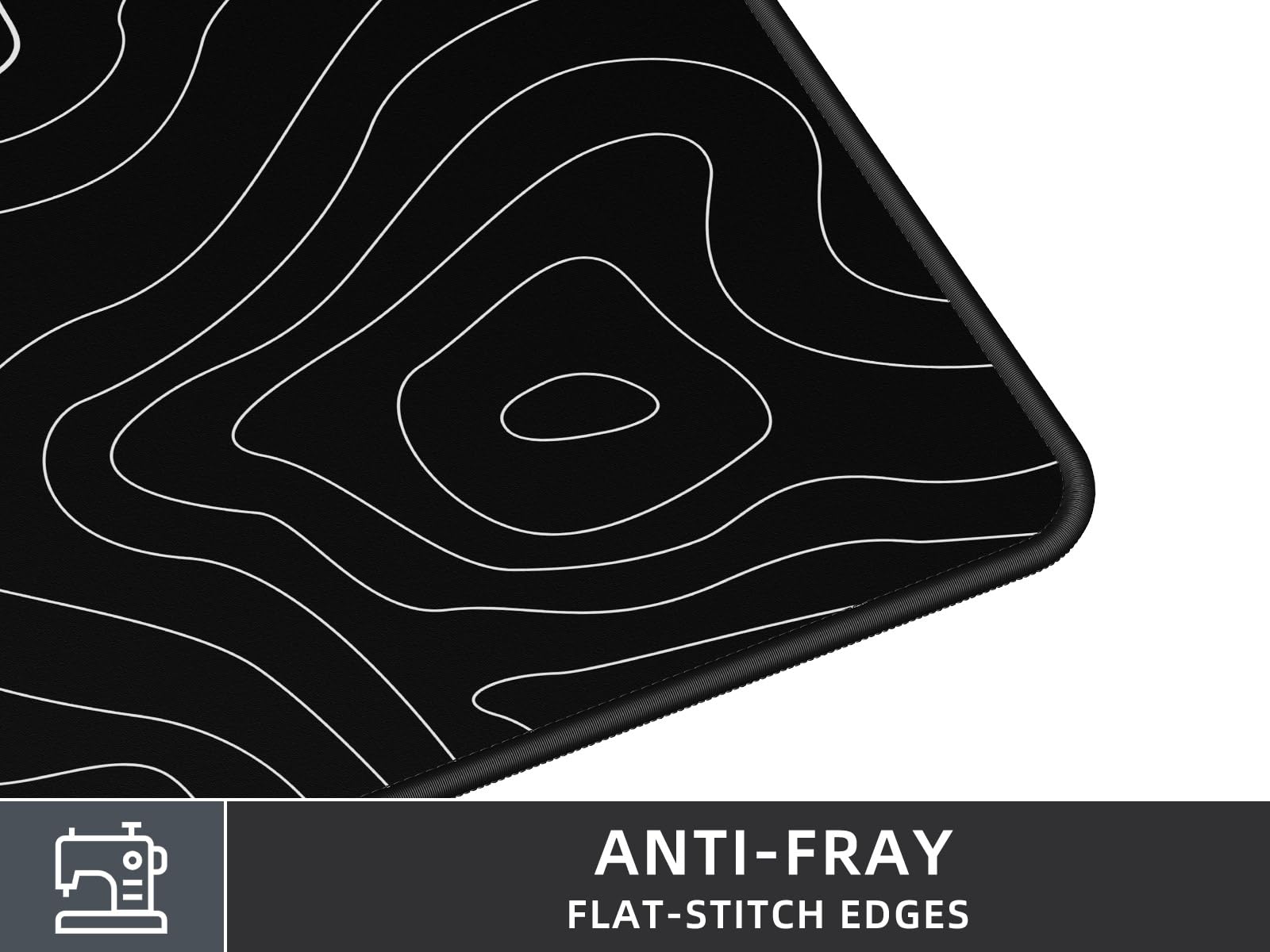 Extra Large Gaming Mouse Pad with Black Topographic Design - XXL Non-Slip Mouse Mat for PC, Laptop & Office Desk - Perfect for Gamers, Programmers & Office Workers (36