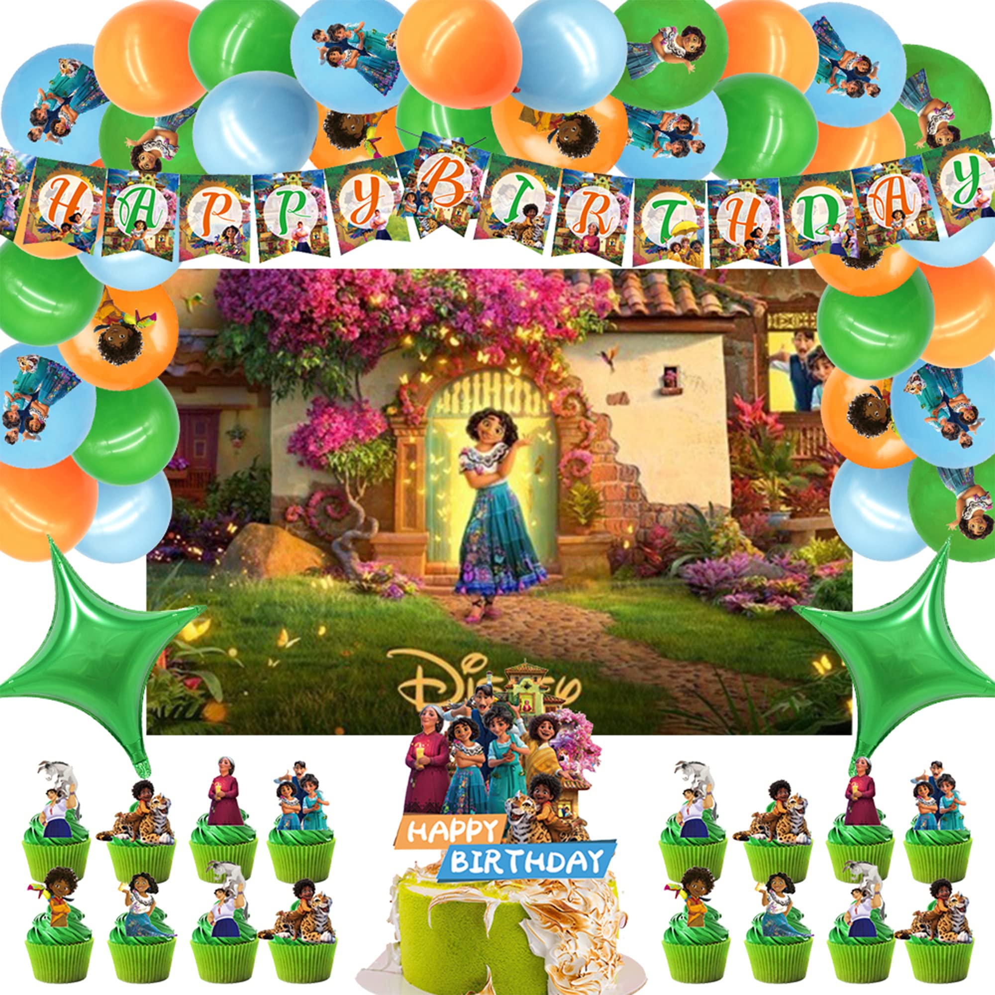 Happy Birthday Party Decorations Set - Includes Backdrop, Banner, Balloons & Cake Toppers for Theme Parties | Perfect for Birthday Celebrations, Baby Showers & Special Events