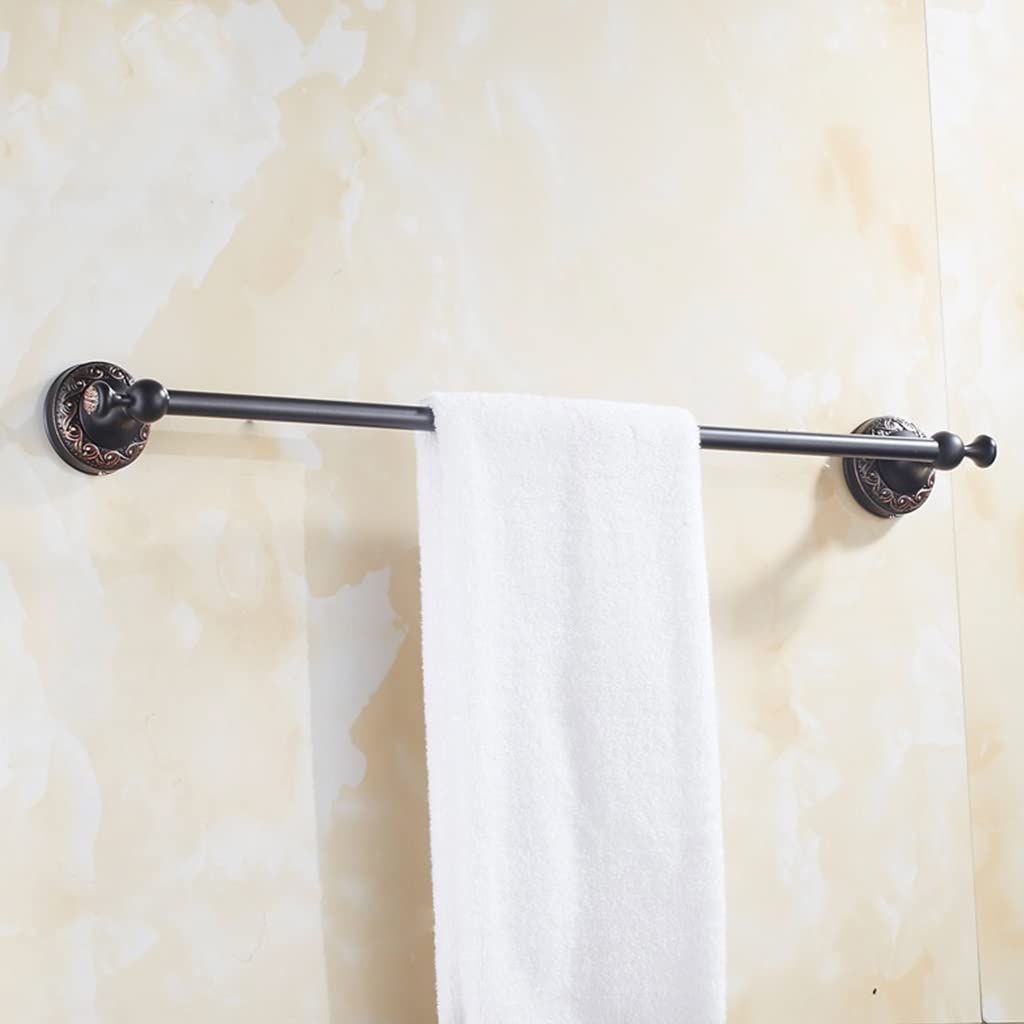WXXGY Black Single-Bar Towel Rack - Solid Copper Towel Rail with Retro Design for Bathroom & Toilet - Vintage European Style Hanging Towel Bar for Modern Homes & Luxury Hotels