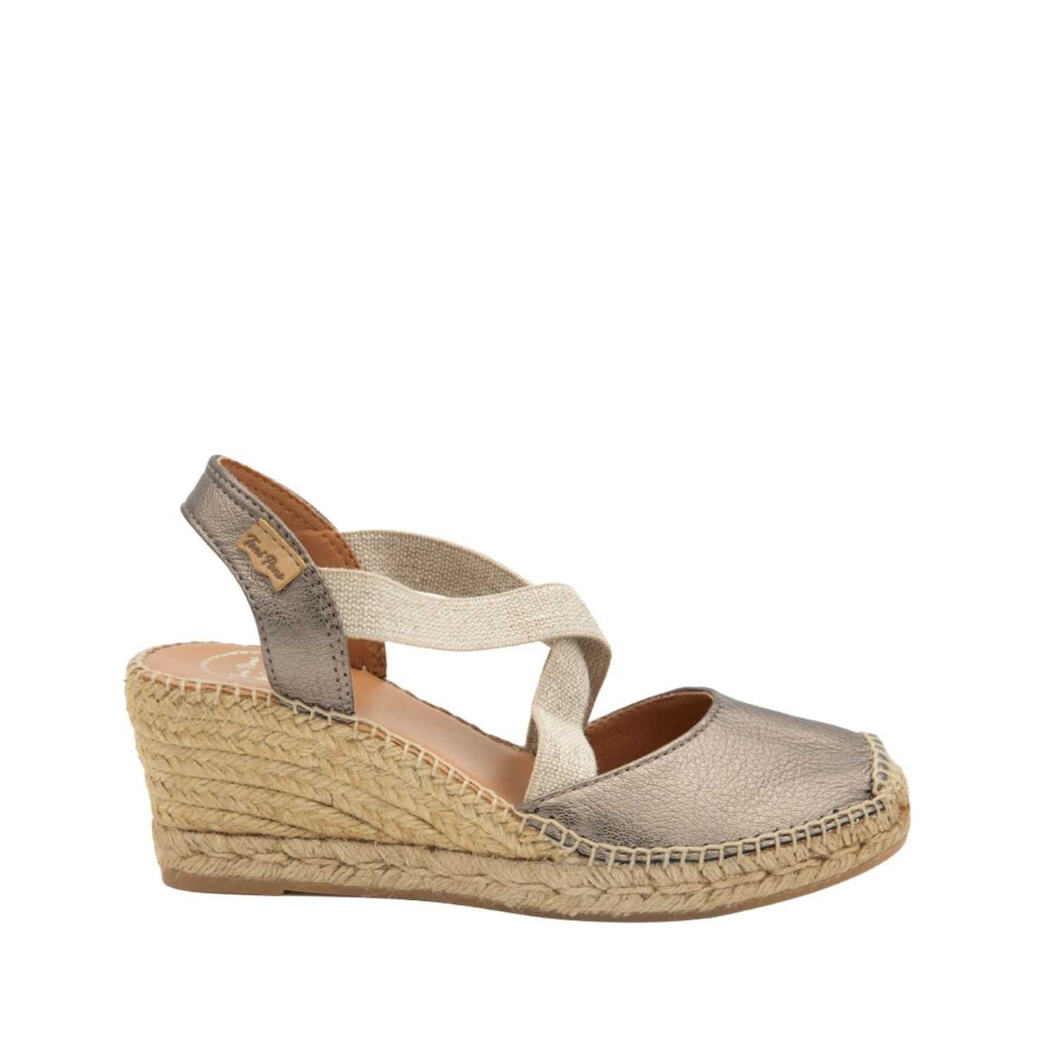 Women's Plain Leather Wedge Espadrilles - Comfortable Summer Sandals for Casual Outings & Beach Vacations | Saba P