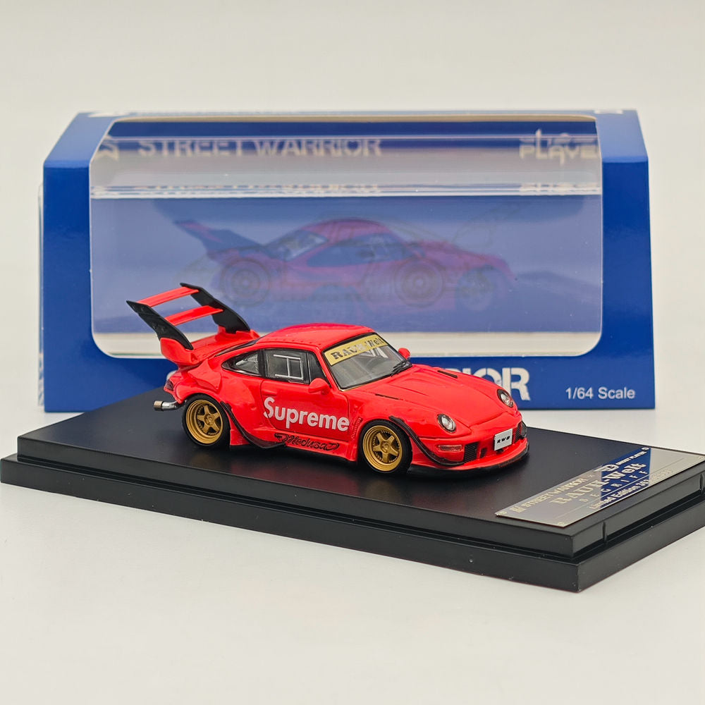 1/64 Scale RWB 993 GT RAUH Welt Diecast Model Car - Red Tall Wing Limited Edition Collectible for Display & Racing Enthusiasts | Perfect for Showcase, Gift Giving & Diecast Car Collections