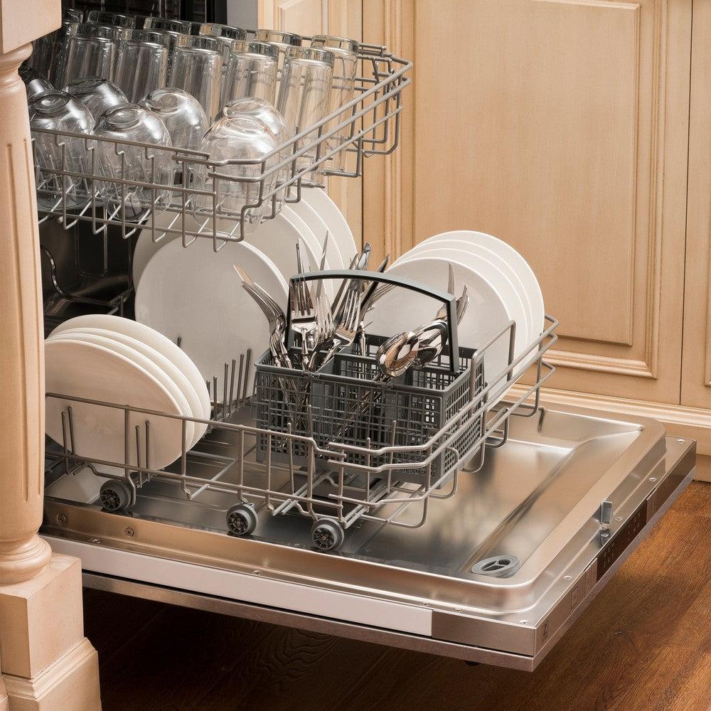 ZLINE 24 Inch Stainless Steel Top Control Dishwasher - Modern Handle Design, Ultra Quiet 52dBa (DW 304 24) - Perfect for Compact Kitchens & Small Spaces