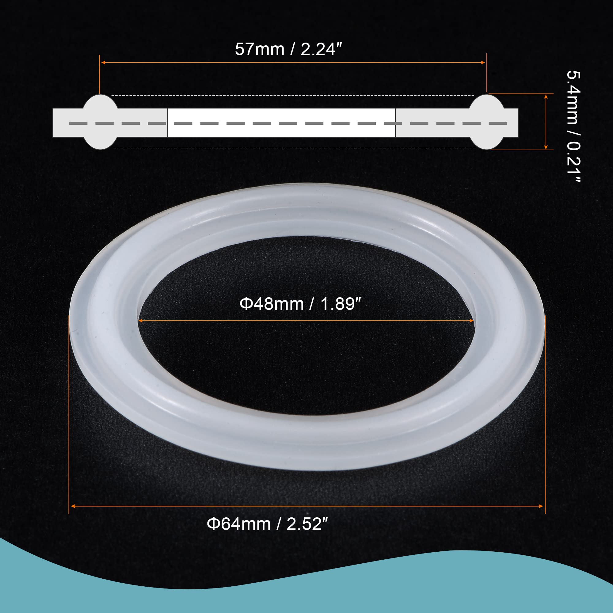High-Quality 2 Inch Silicone Rubber Gasket - Industrial Flange O-Ring for Clamp Connections (White) - Perfect for Plumbing, HVAC, and Food Processing Equipment