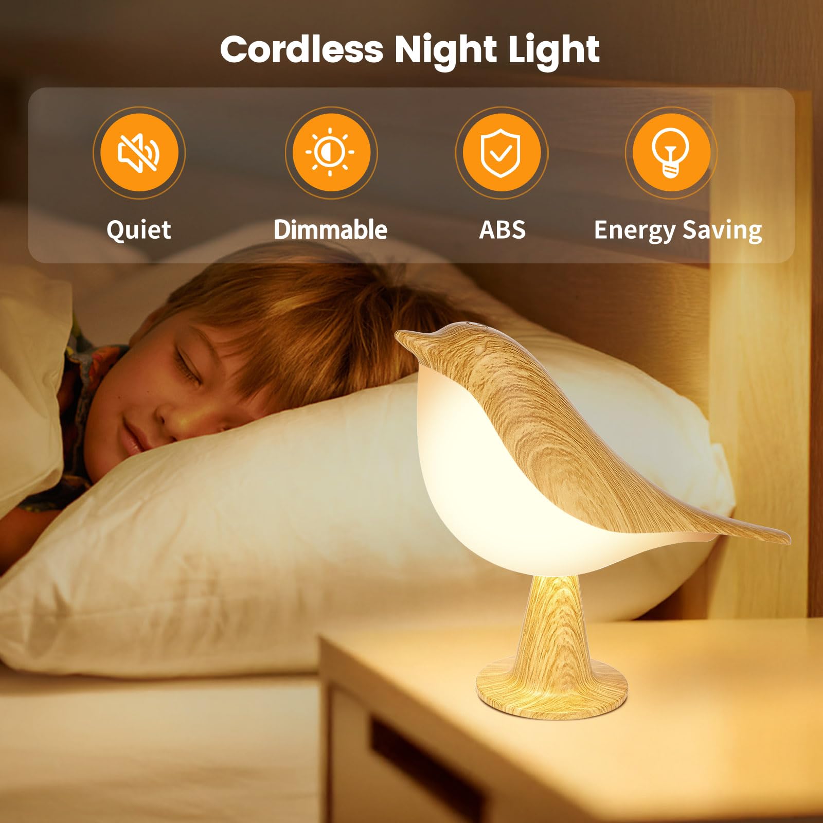 Haotao Touch Control 3-Way Dimmable LED Table Lamp - USB Rechargeable Bird Shape Night Light for Bedroom, Nursery, Office & Nightstand | Portable Desk Lamp for Kids, Baby & Home Decor | Perfect for Reading, Relaxation & Ambient Lighting