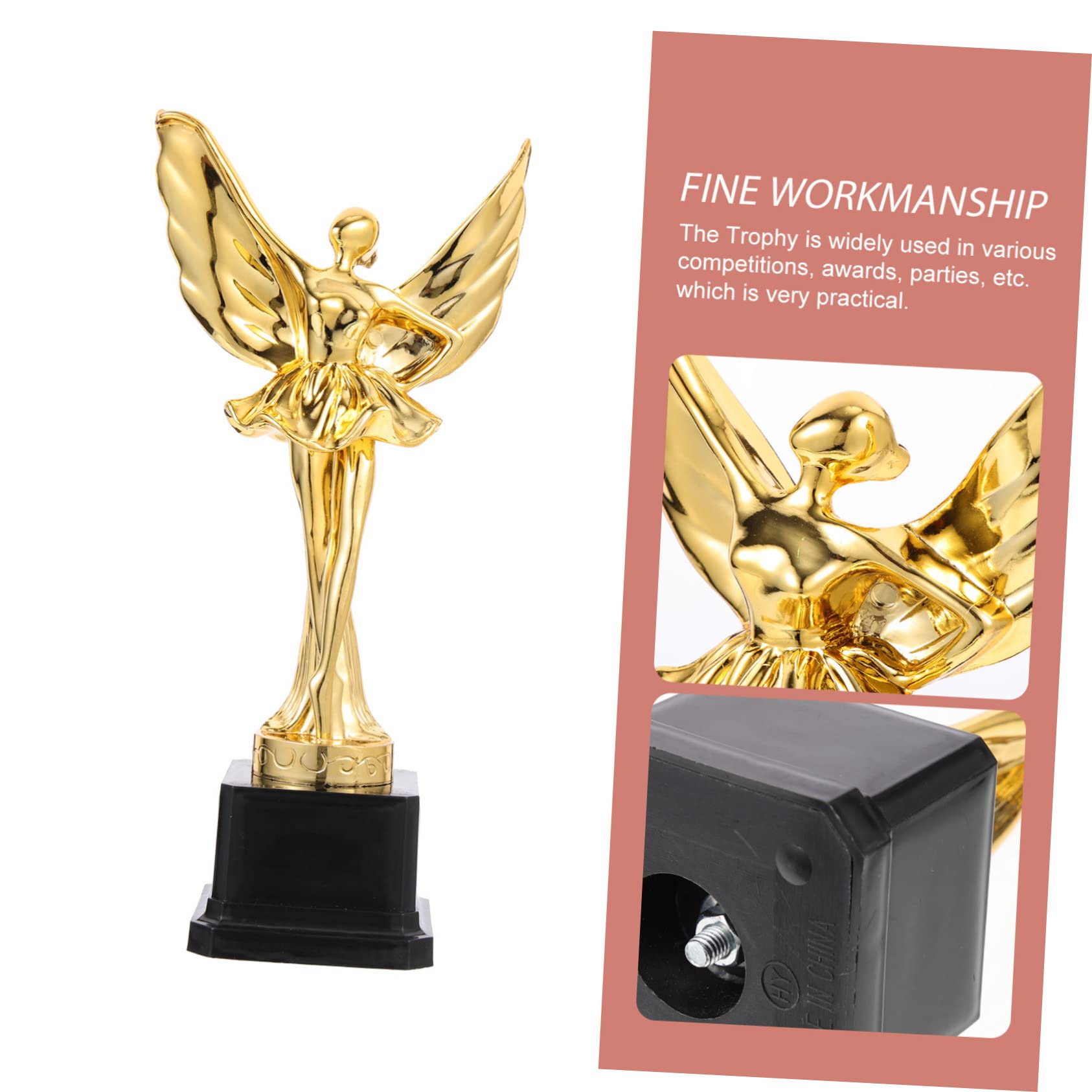 SUPVOX 4 Pack Gold Dance Trophy Awards - Girl Shaped ABS Plastic Competition Trophies for Dance Recitals, Ballet Performances & Cheerleading Events
